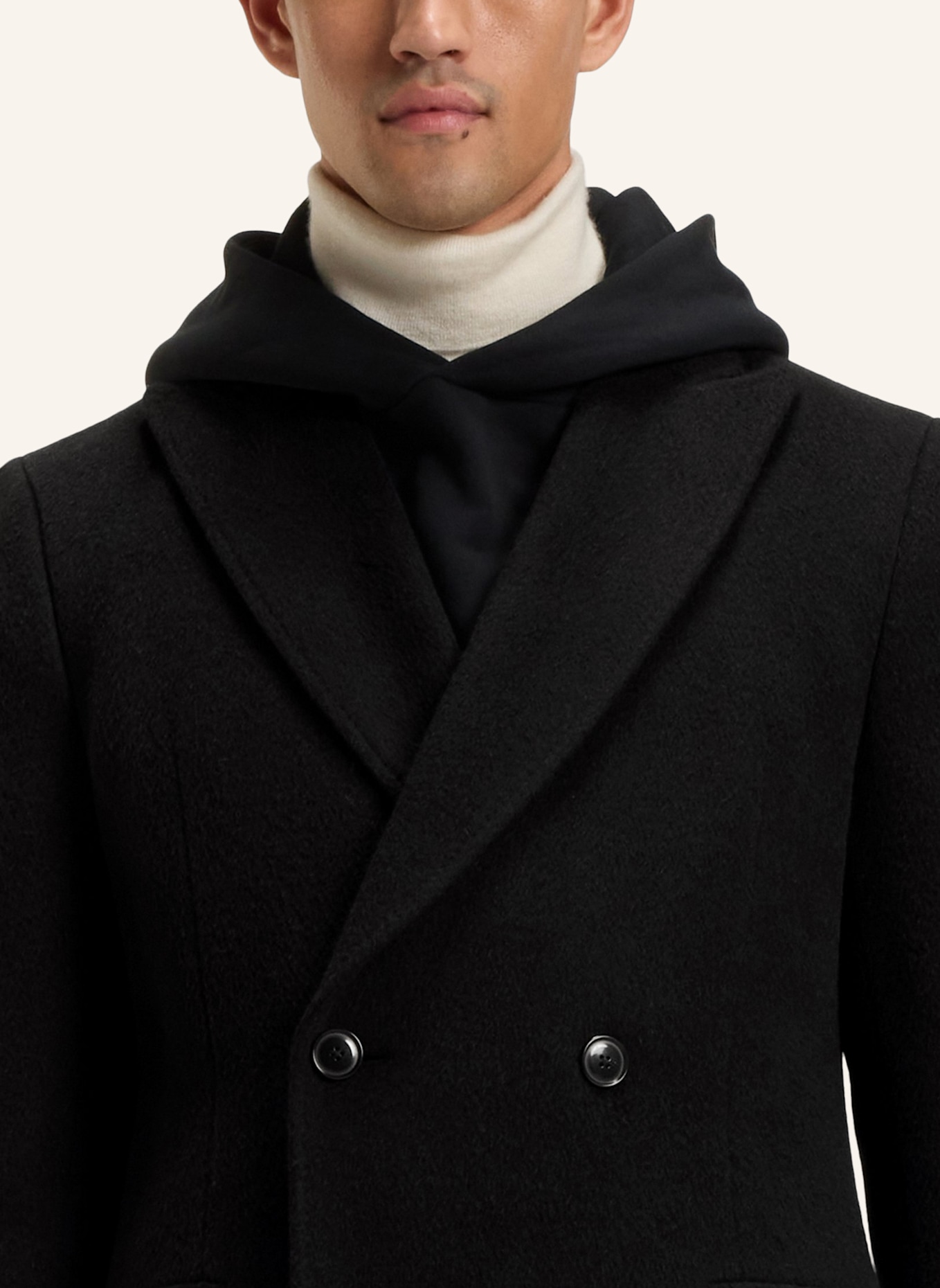BOSS Alpaka-Mantel HYDE: SCHWARZ