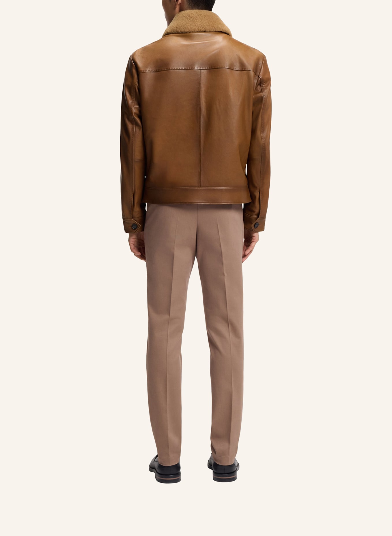 BOSS Lederjacke L-MURY Regular Fit: BRAUN