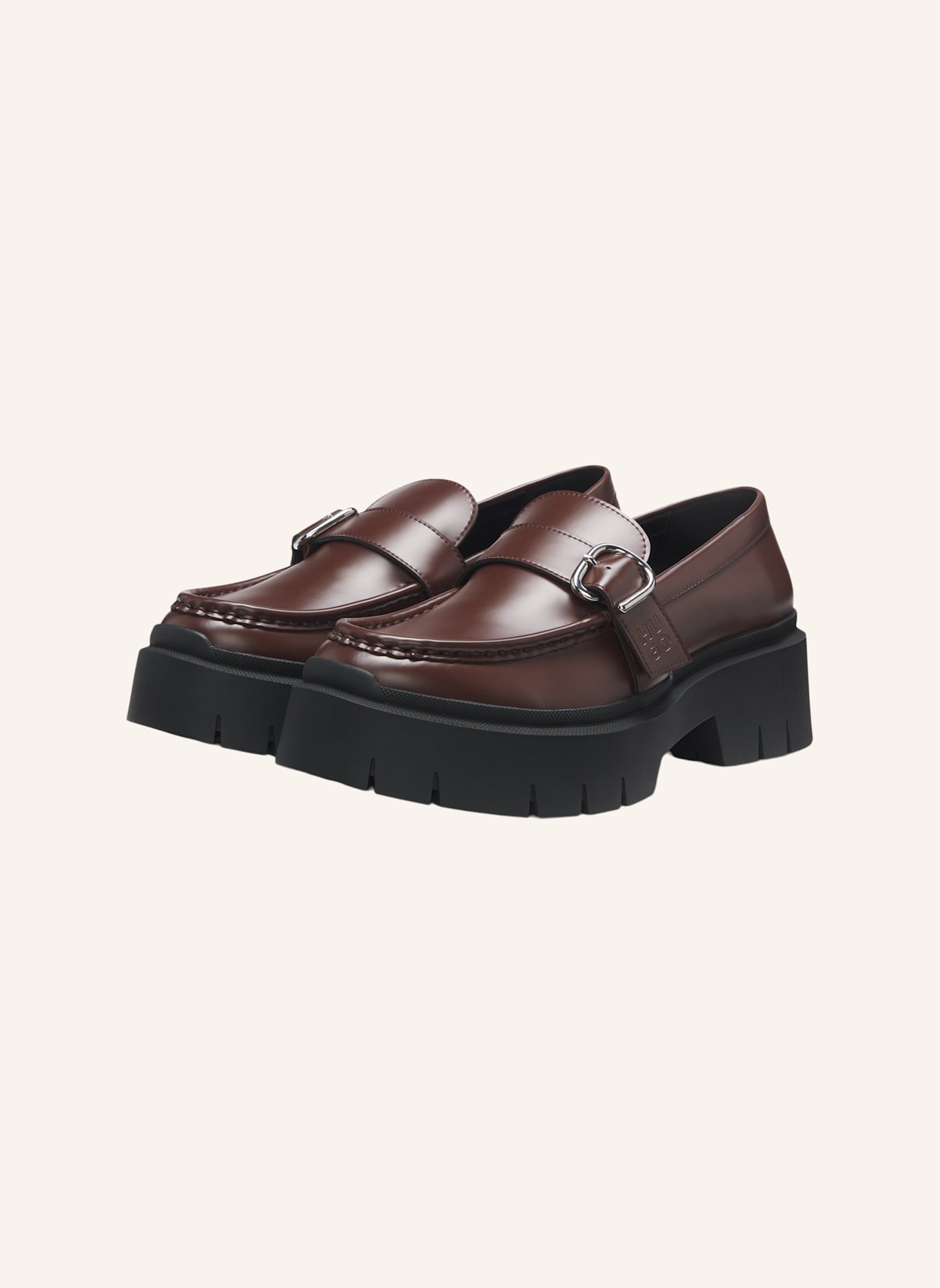 HUGO Flacher Schuh KRIS_NEWLOAFER_BROM: DUNKELBRAUN