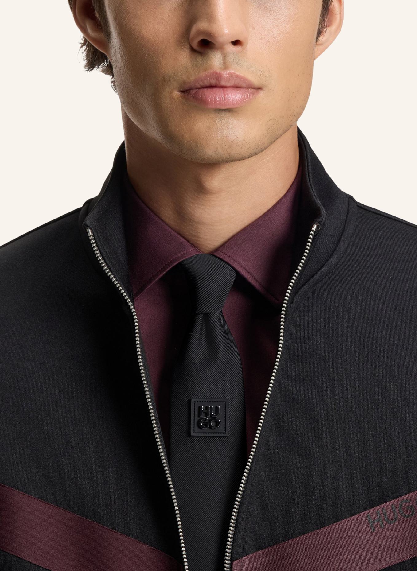 HUGO Krawatte TIE CM 6 METAL DET.: SCHWARZ