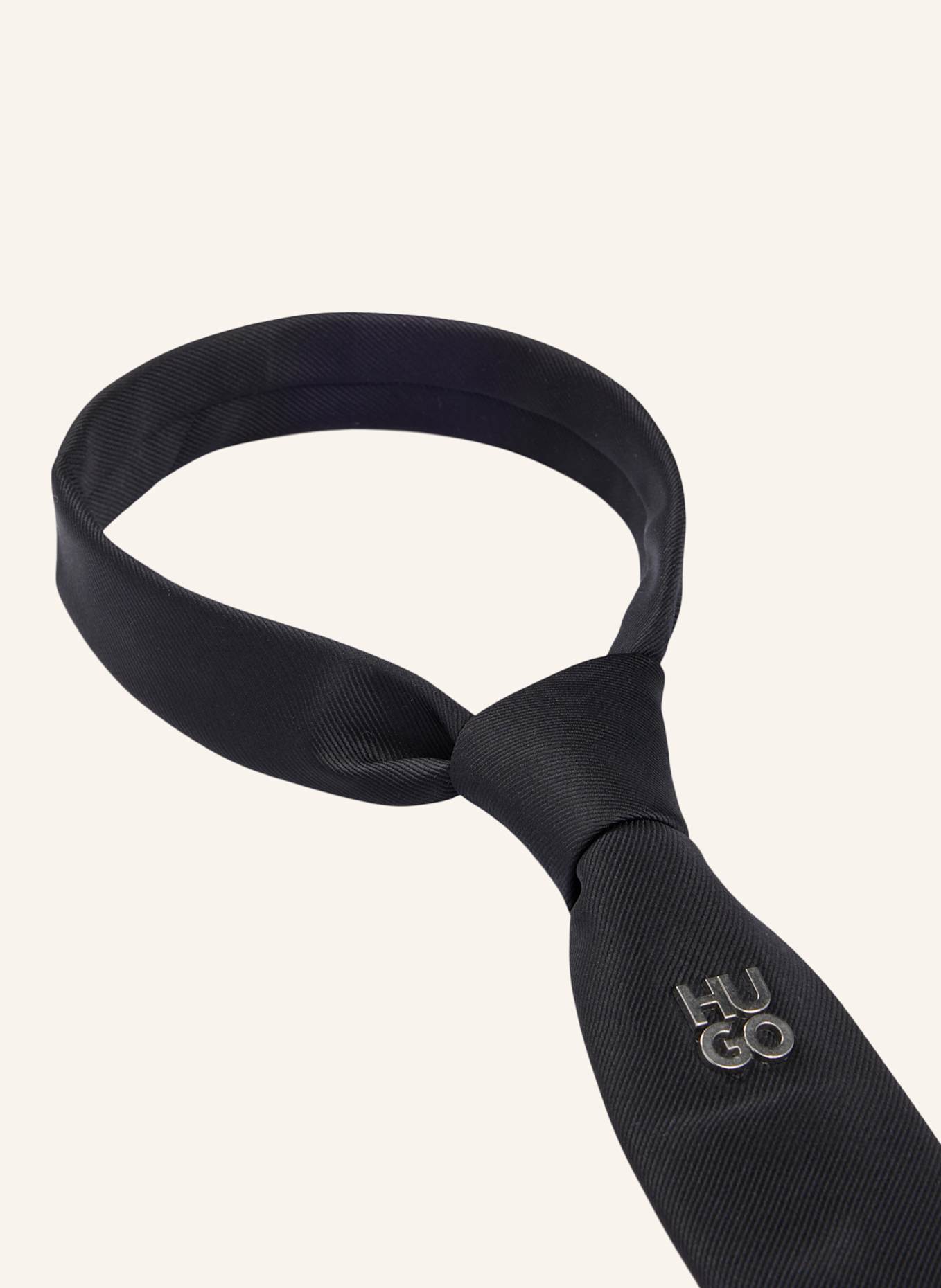 HUGO Krawatte TIE CM 6 METAL DET.: SCHWARZ