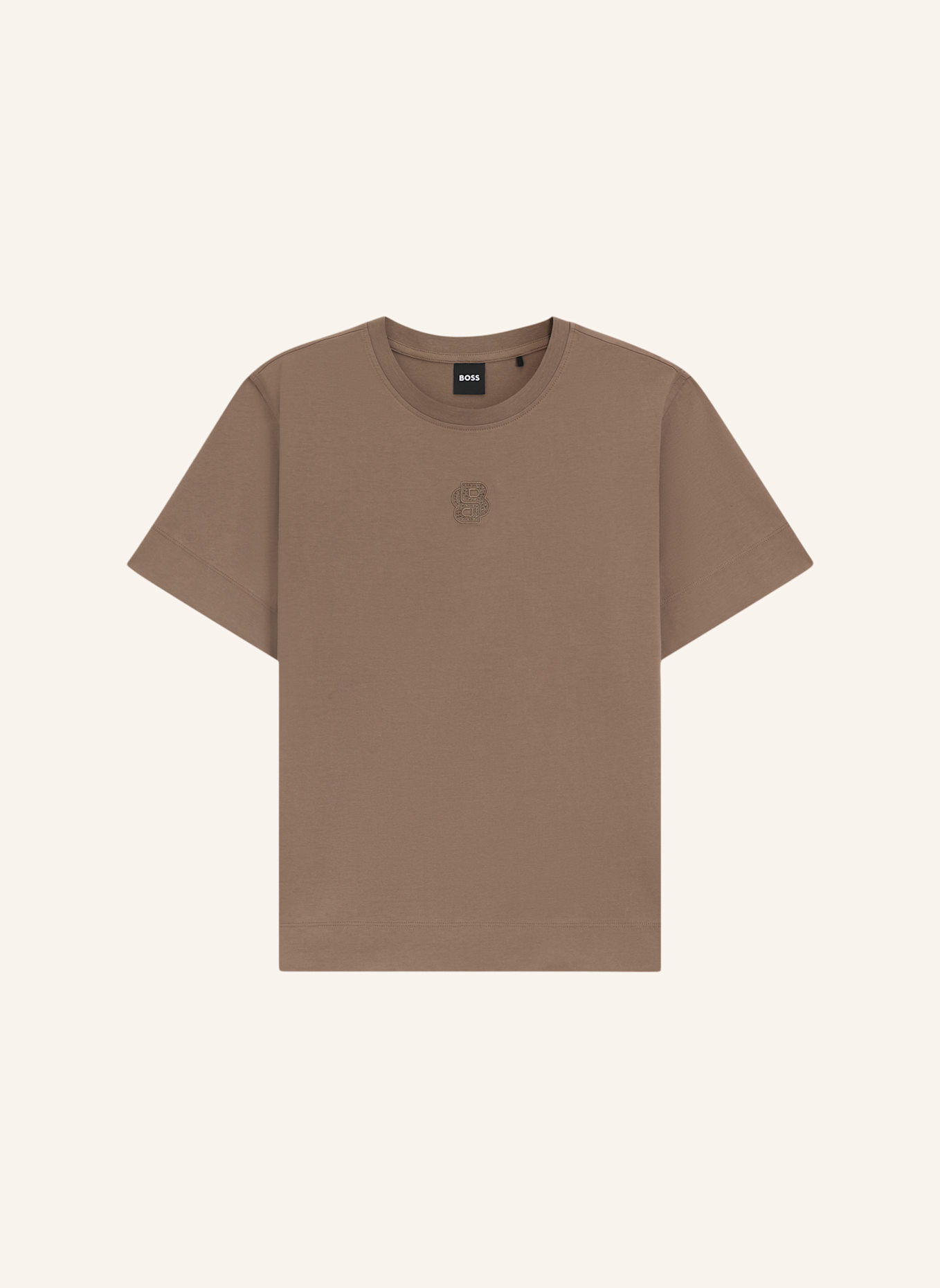 BOSS T-Shirt ELPHA mit Schmucksteinen: BRAUN