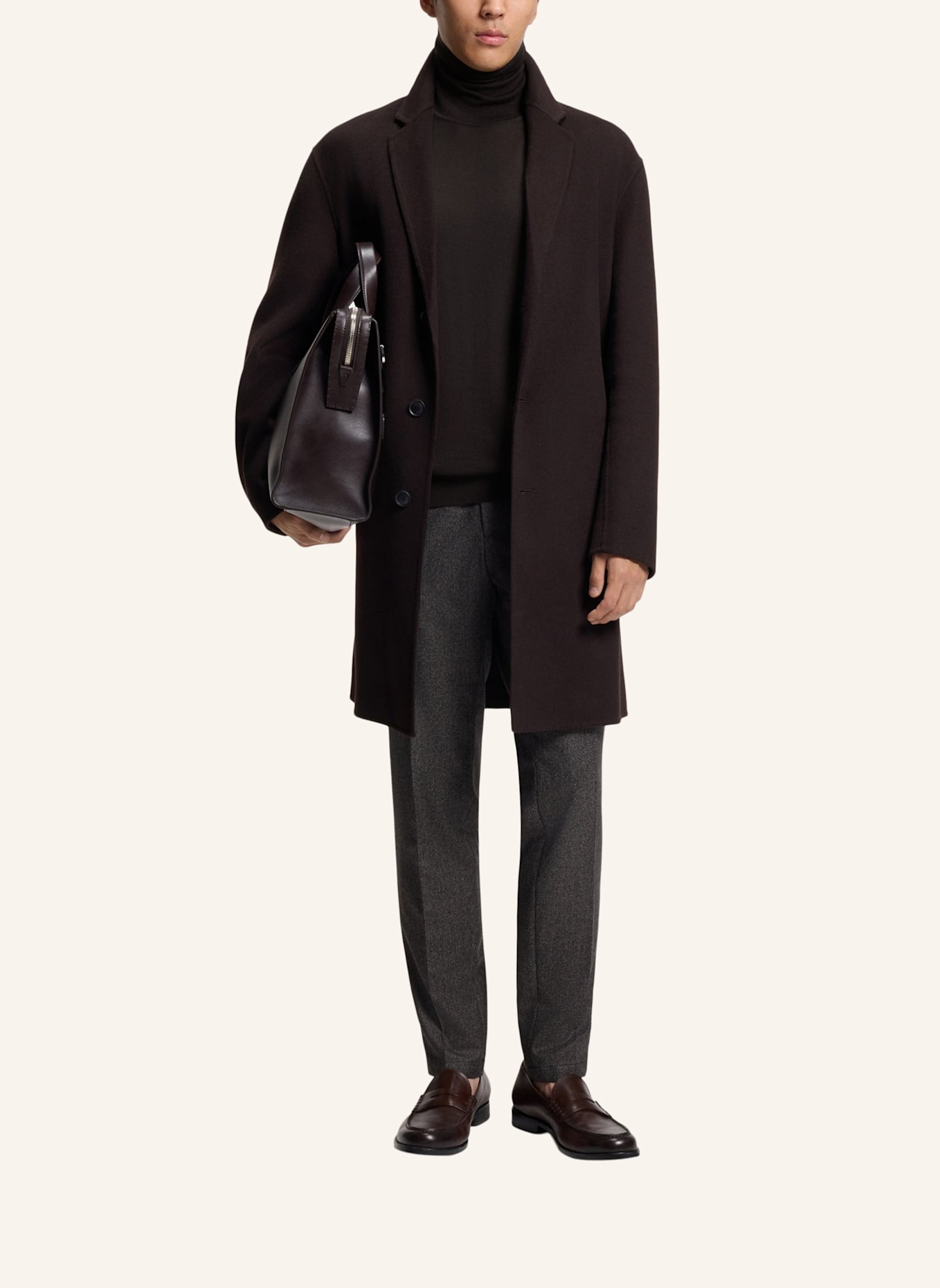 BOSS Rollkragenpullover MUSSO: DUNKELBRAUN