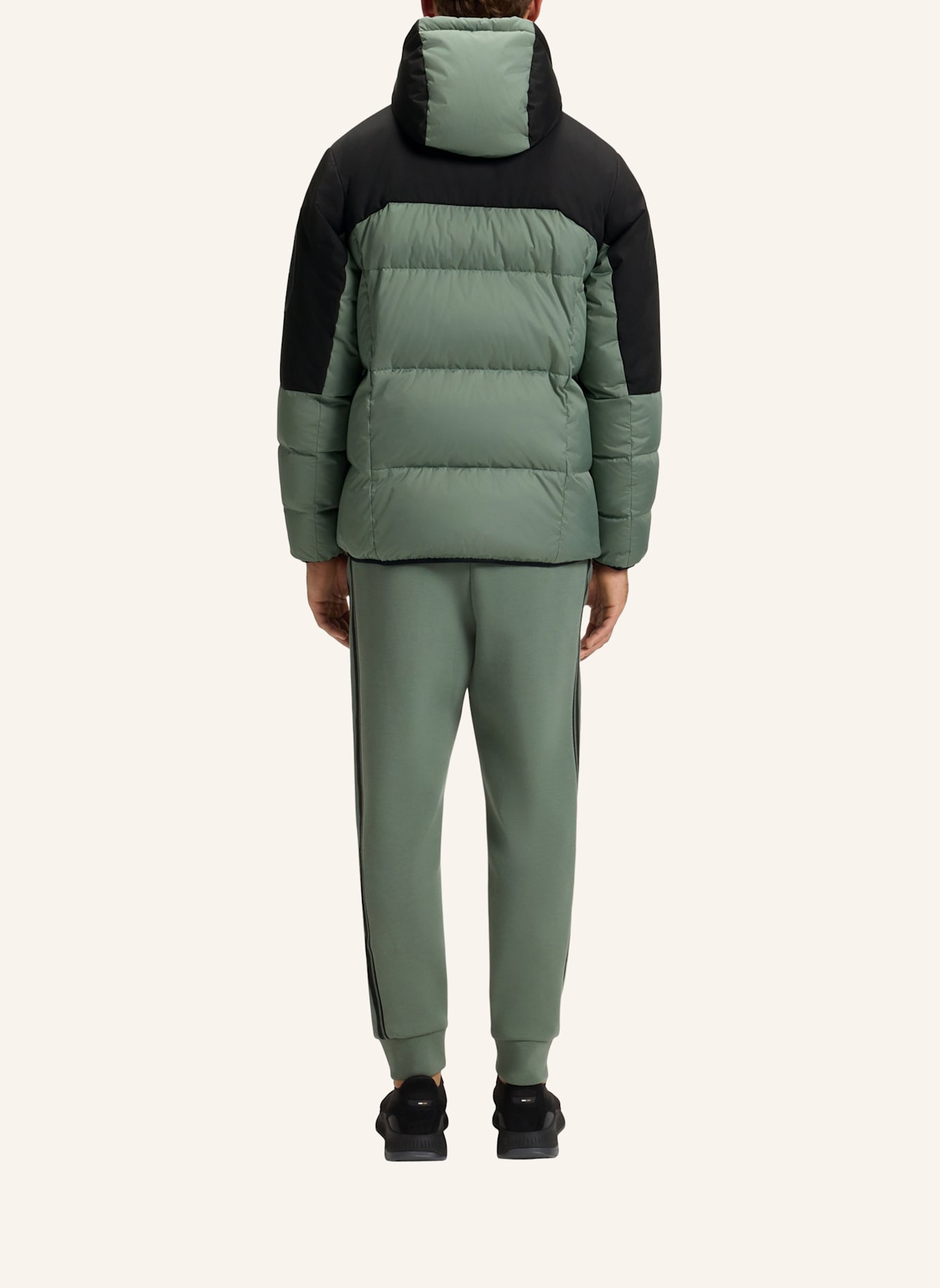 BOSS Daunenjacke BLOCK mit abnehmbarer Kapuze: GRÜN