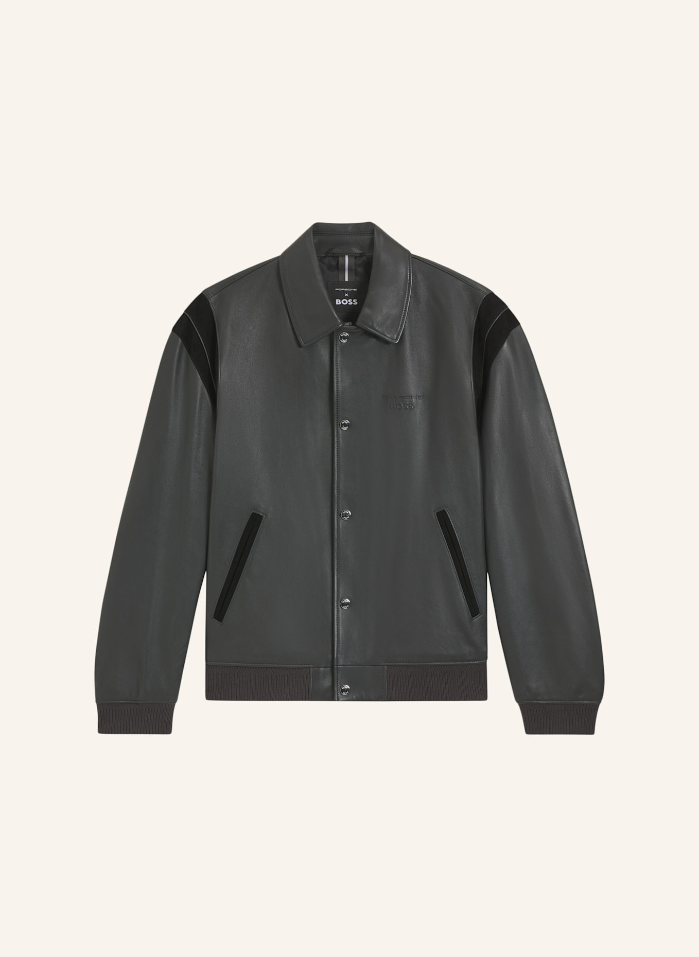 BOSS Lederjacke MEON_PS Regular Fit: DUNKELGRAU