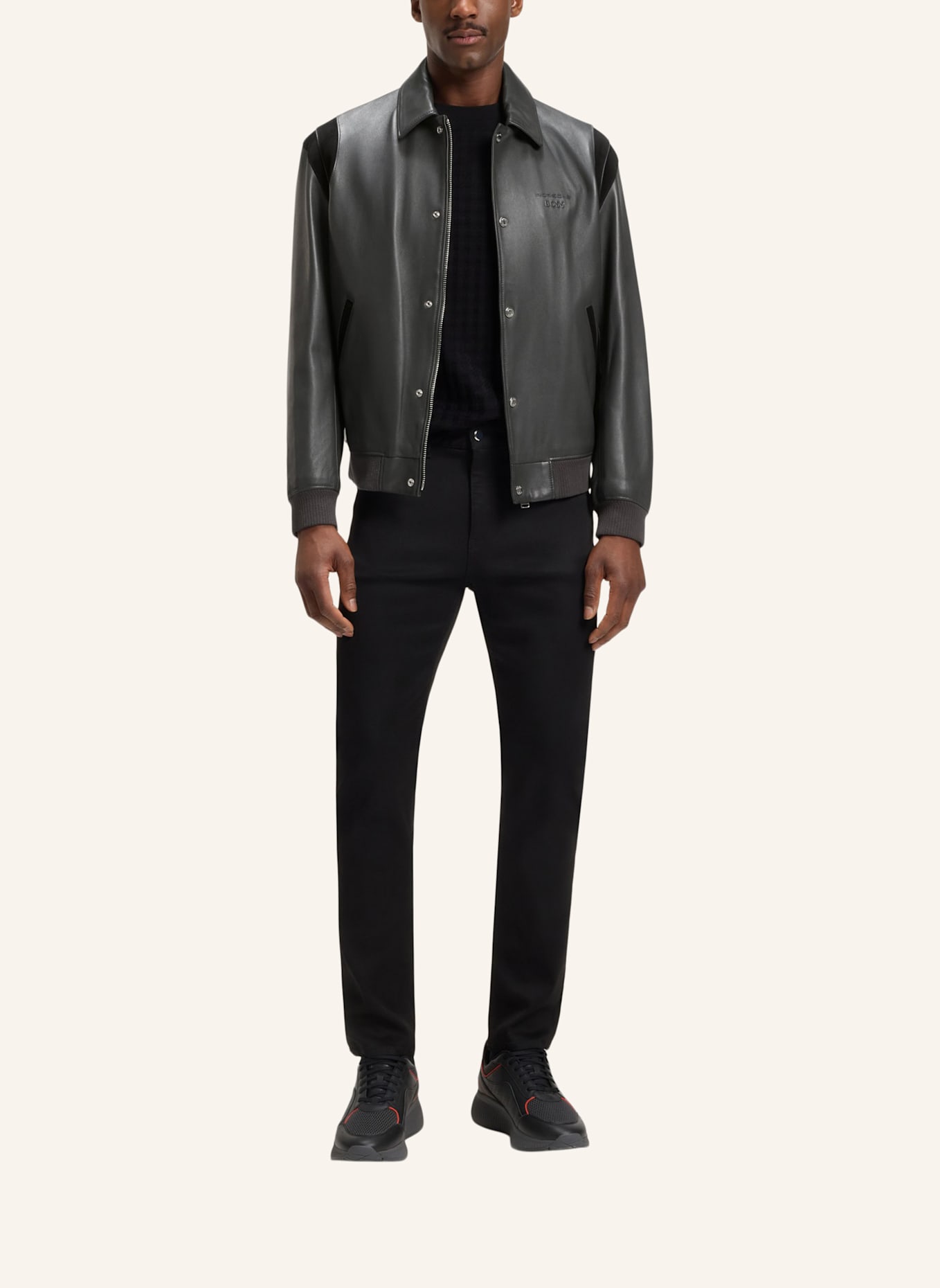 BOSS Lederjacke MEON_PS Regular Fit: DUNKELGRAU