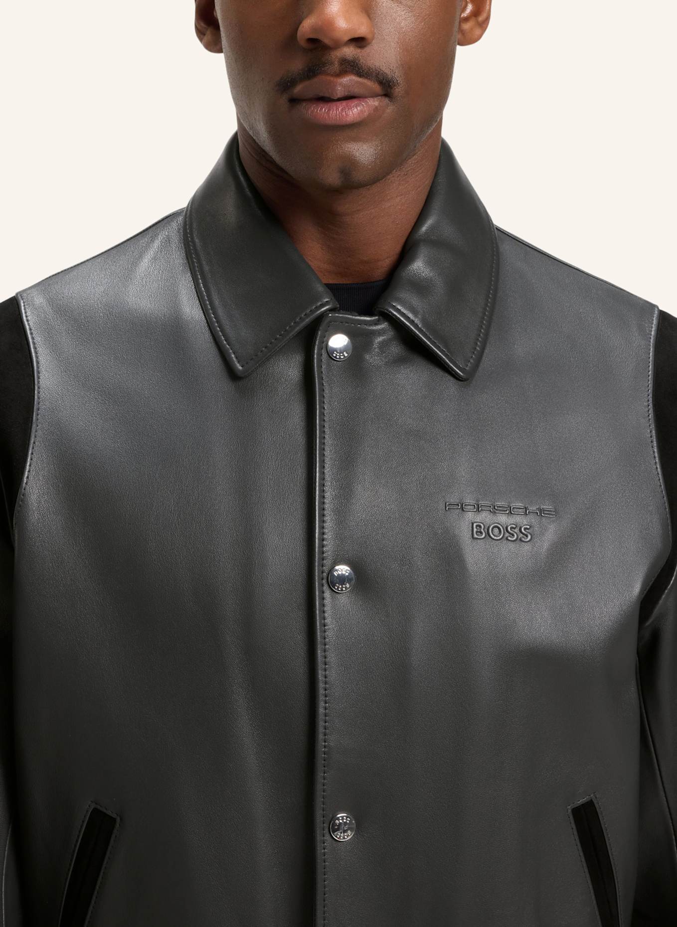 BOSS Lederjacke MEON_PS Regular Fit: DUNKELGRAU