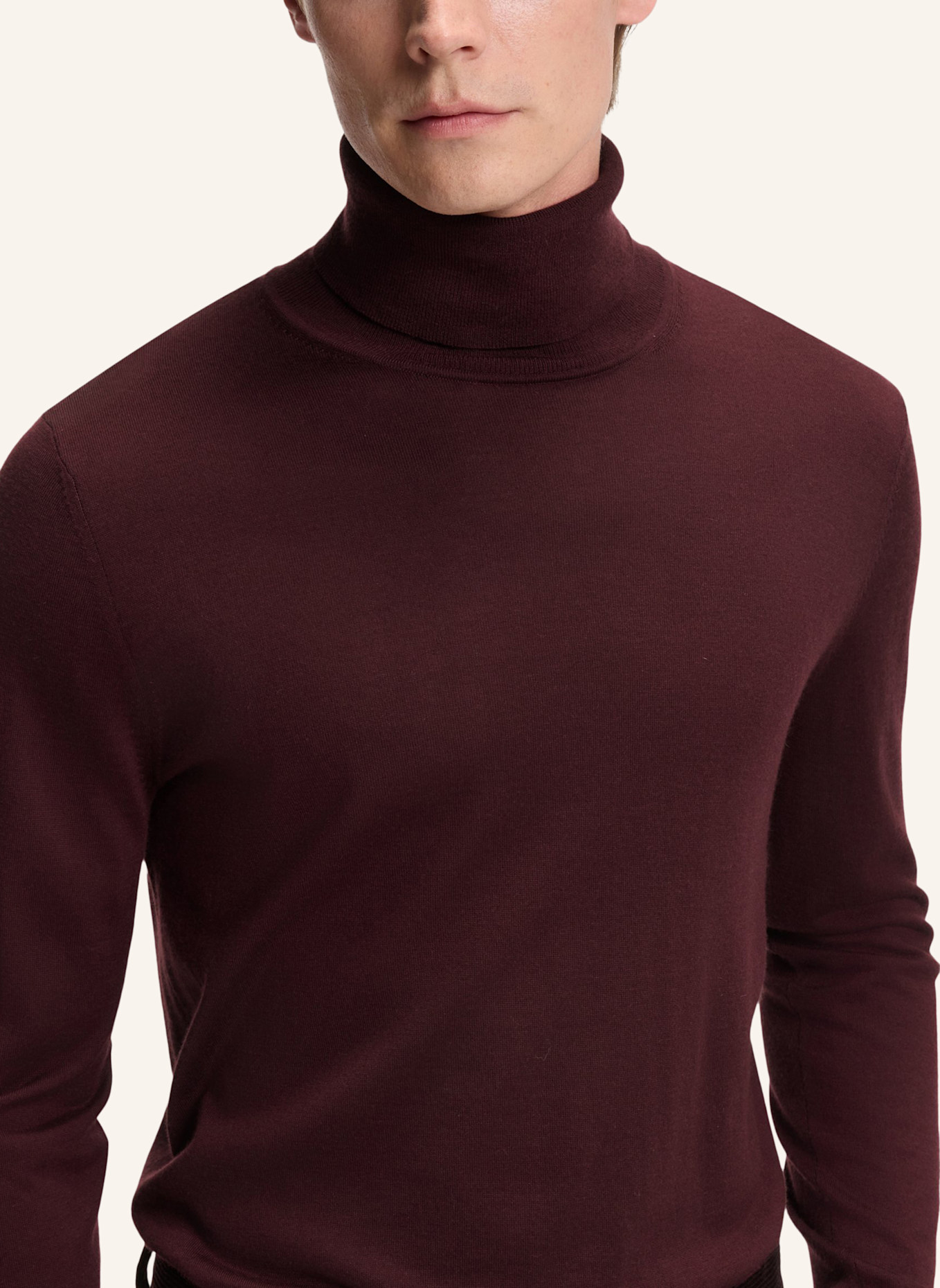 BOSS Rollkragenpullover HERNANDO aus Cashmere: DUNKELROT