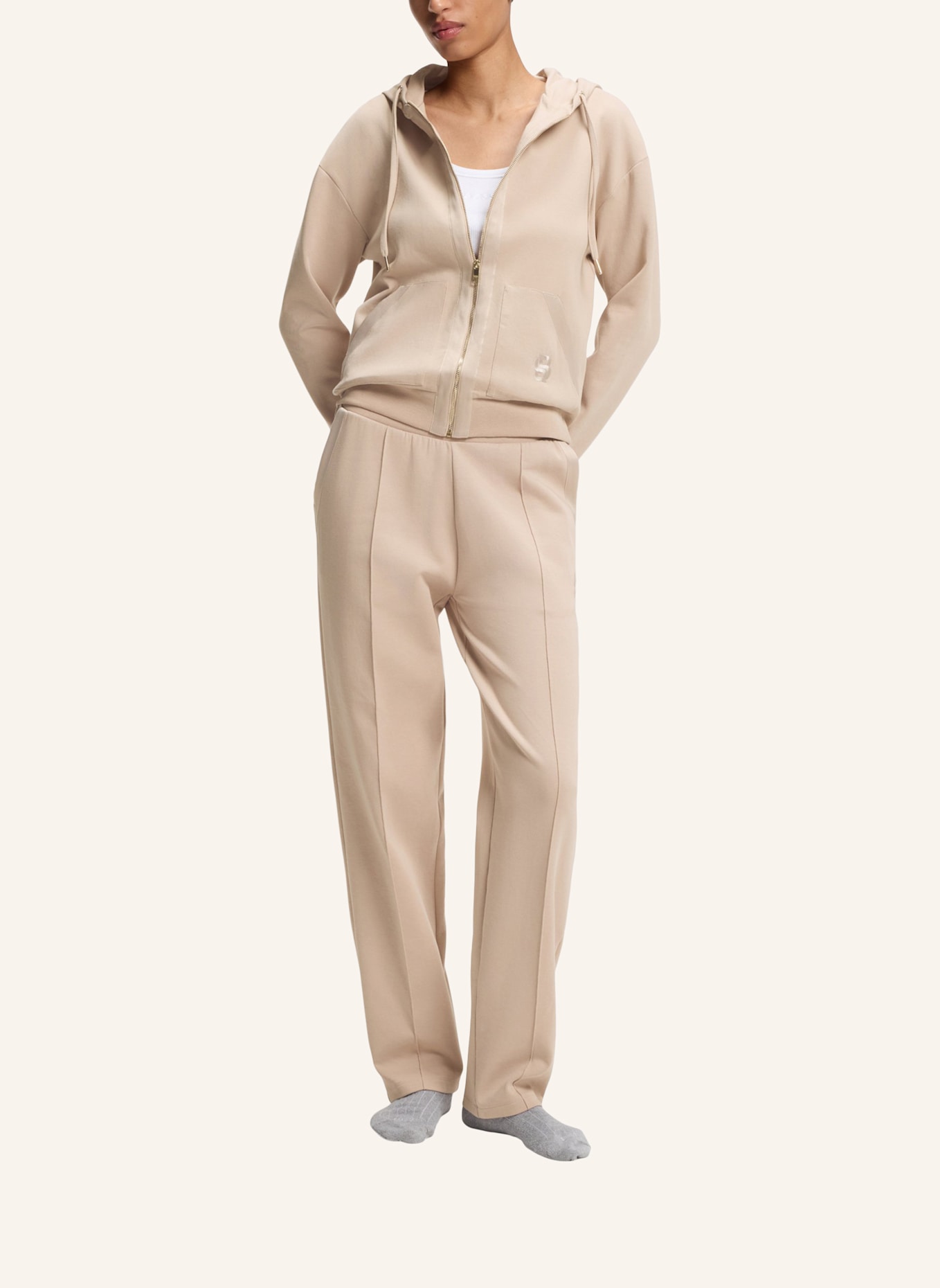 BOSS Loungewear Jacke SHINY B_JACKET H.: BEIGE