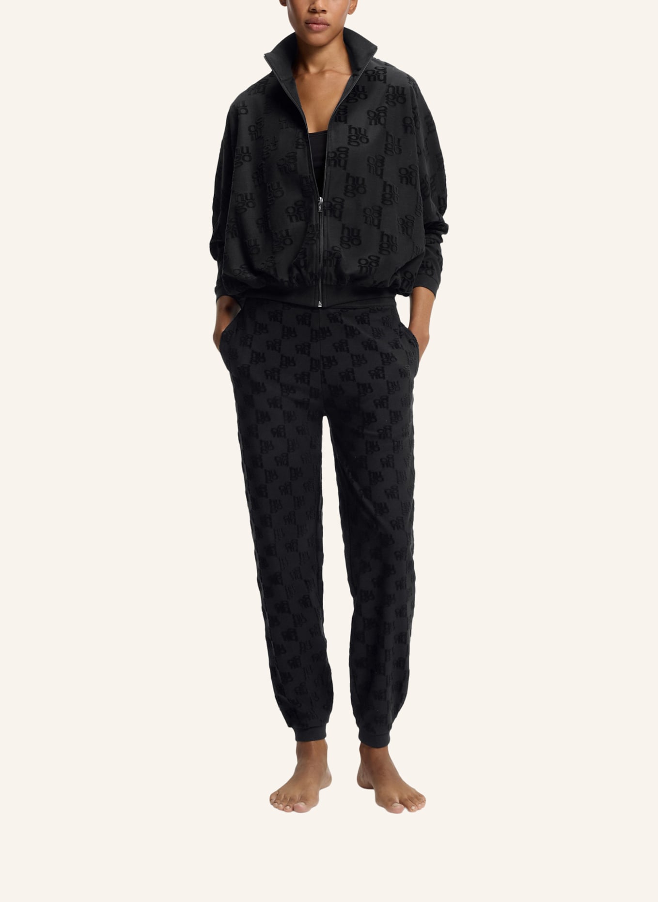 HUGO Loungewear Unterteil TERRYMONOGRAM_PANTS: SCHWARZ