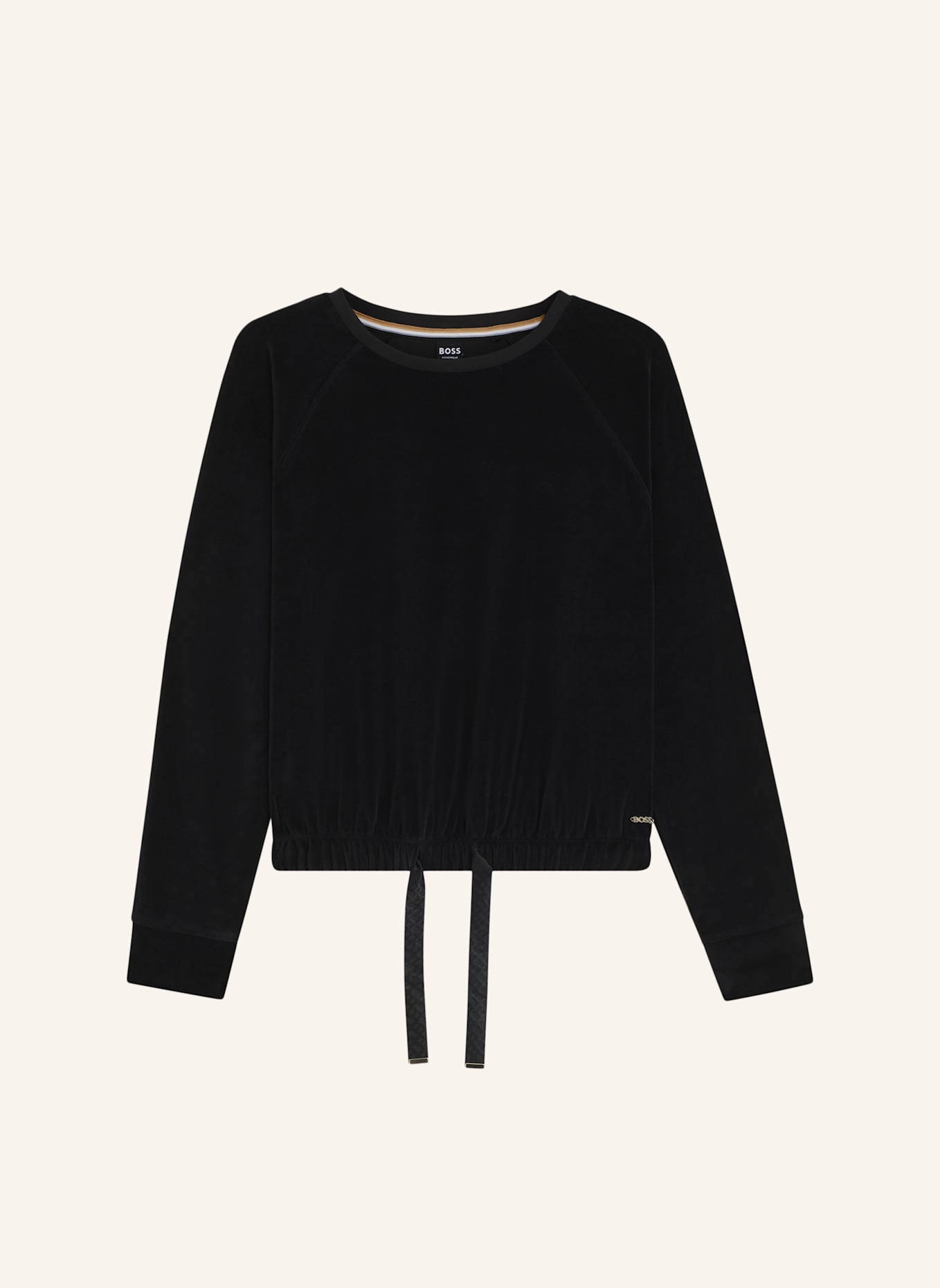 BOSS Loungewear Oberteil VELOUR_SWEATSHIRT: SCHWARZ