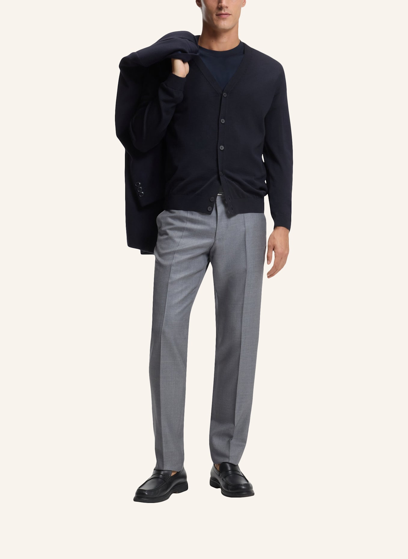 BOSS Strickjacke MARDON-L Slim Fit: DUNKELBLAU