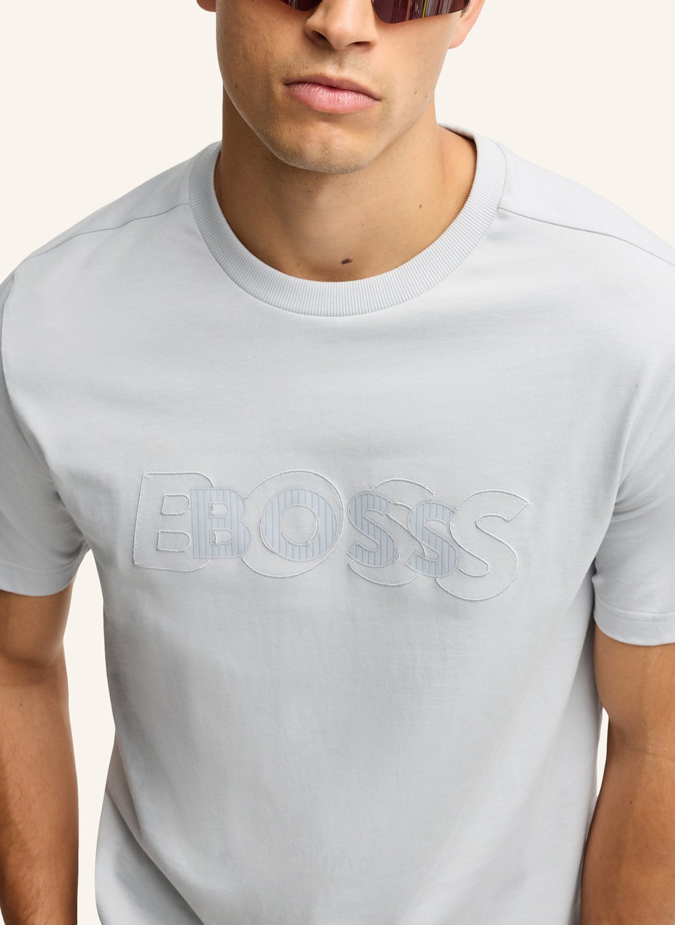 BOSS T-Shirt TEE DROPNEEDLE Regular Fit: HELLGRAU