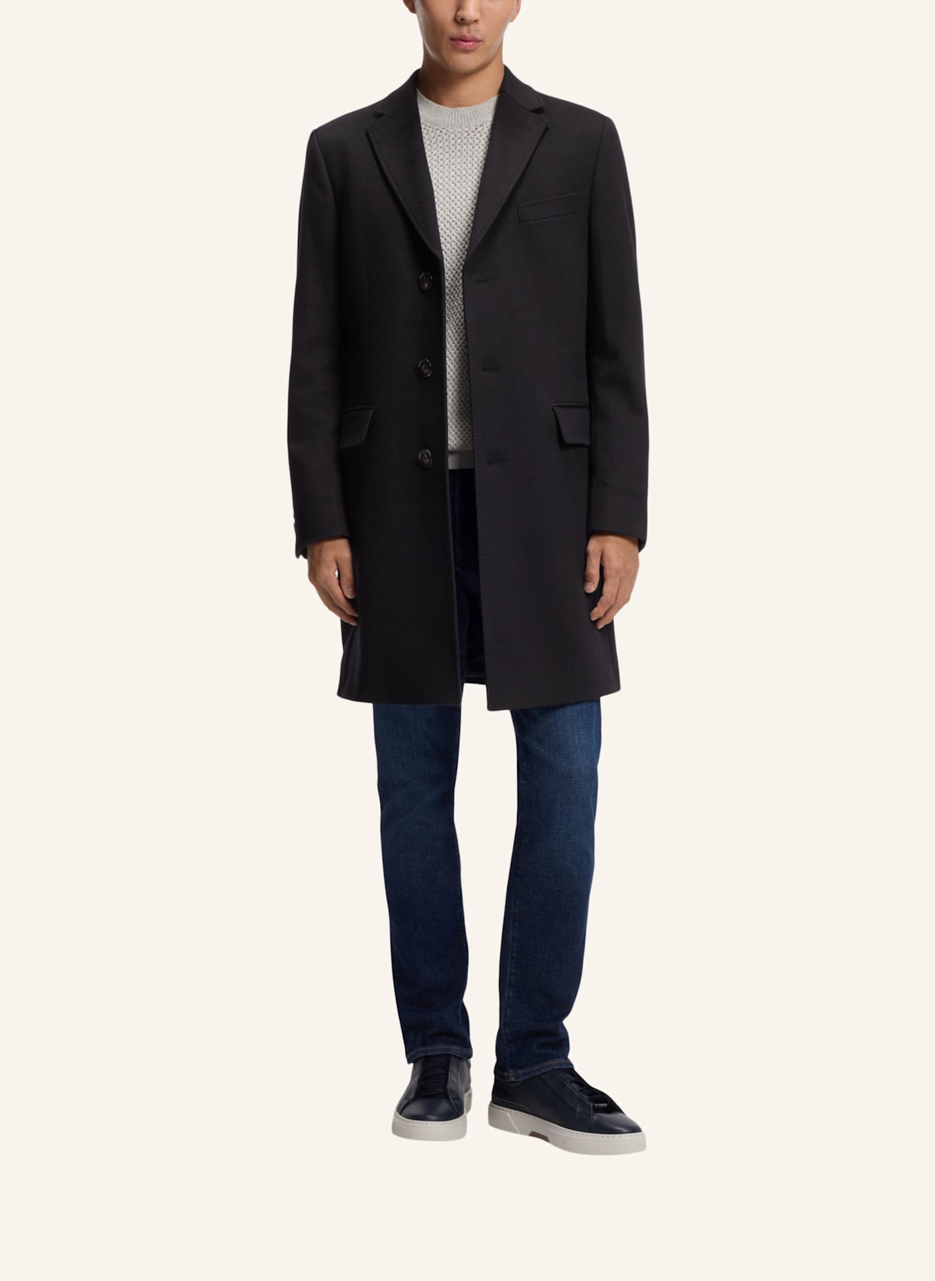 BOSS Klassischer Mantel L-HAL-234 Slim Fit: DUNKELBLAU