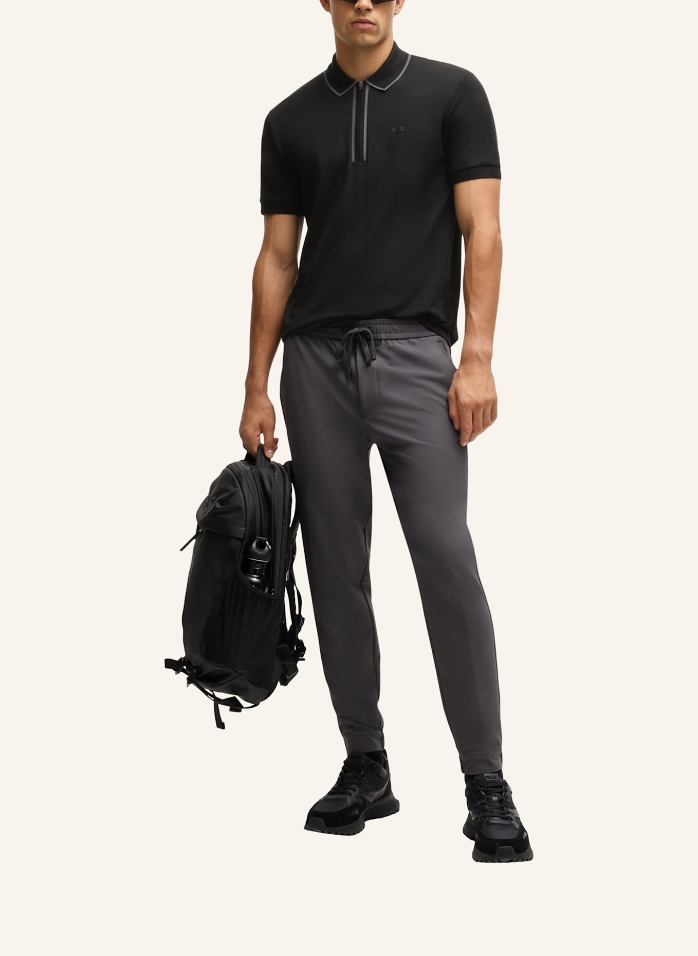 BOSS Poloshirt PHILIX TAPE Regular Fit: SCHWARZ