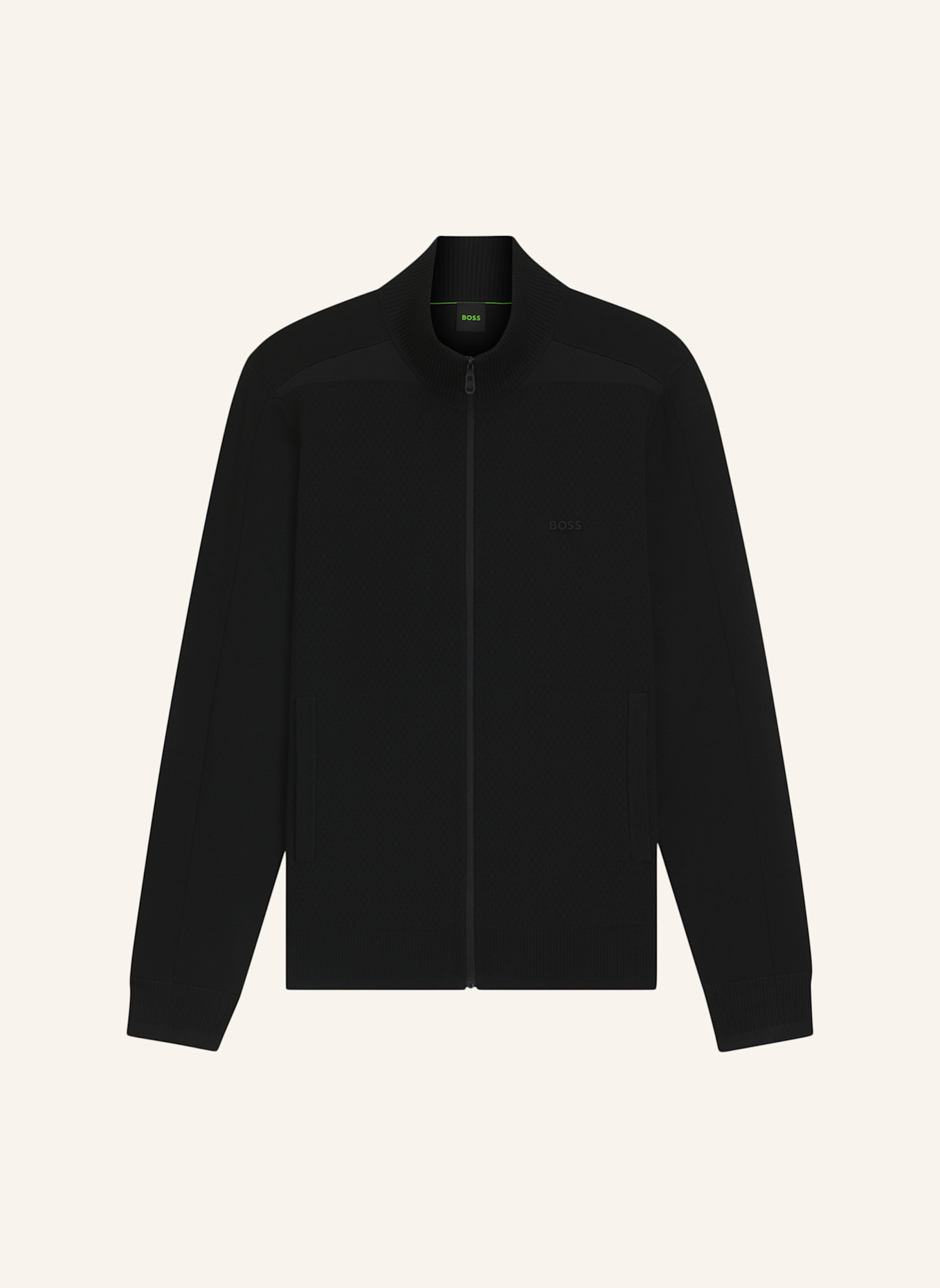 BOSS Strickjacke KN_LEAGUE FZ Regular Fit: SCHWARZ