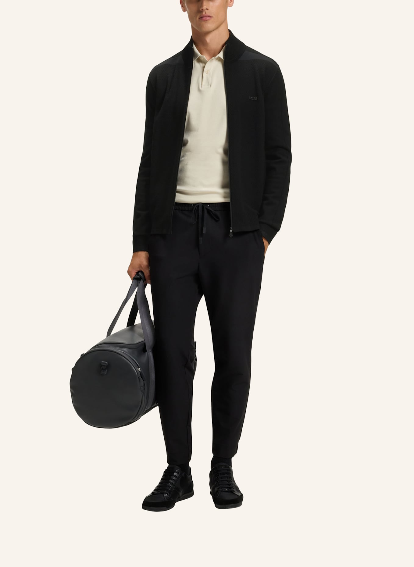 BOSS Strickjacke KN_LEAGUE FZ Regular Fit: SCHWARZ