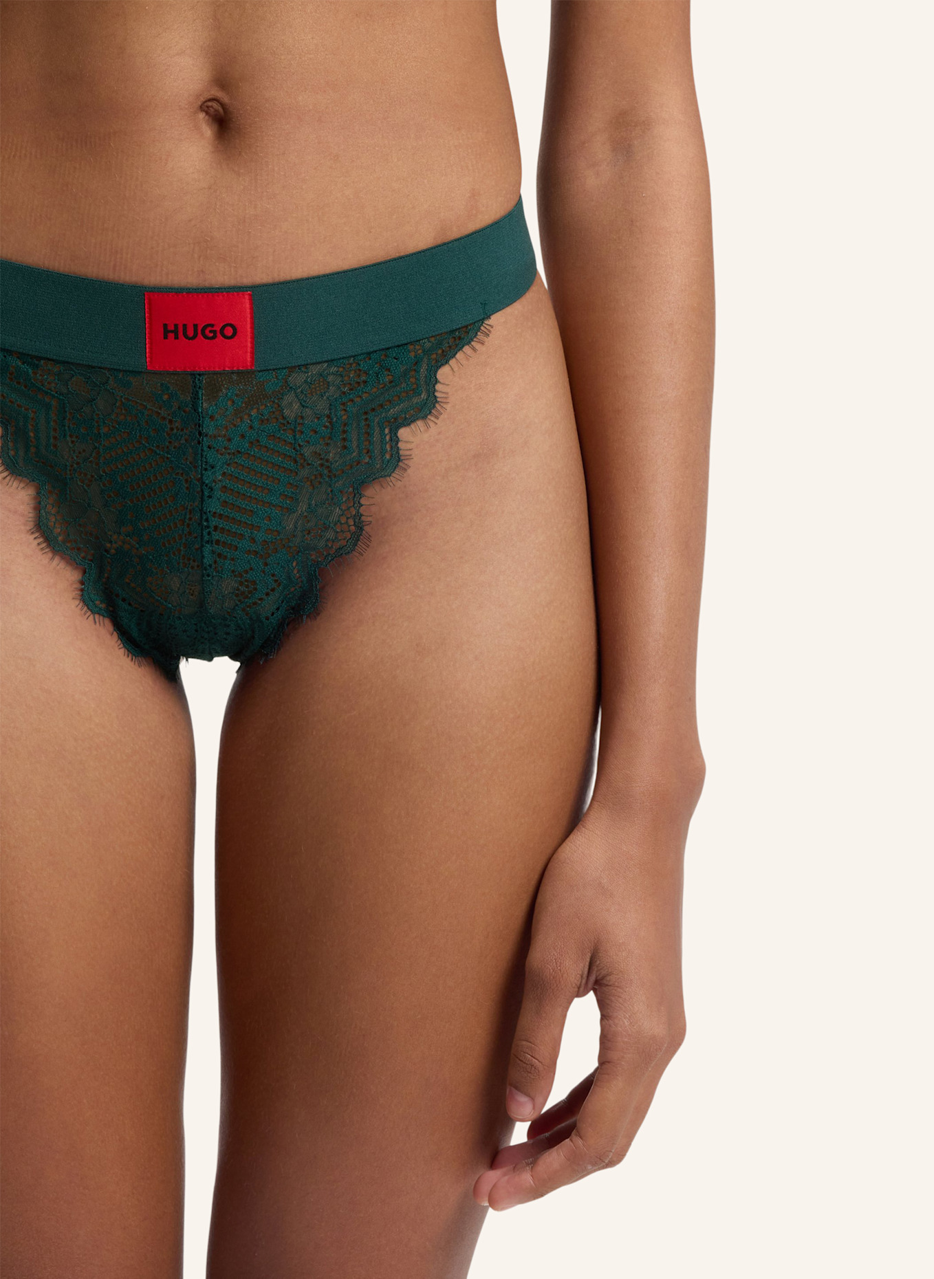 HUGO Slip STRING RL LACE: DUNKELGRÜN