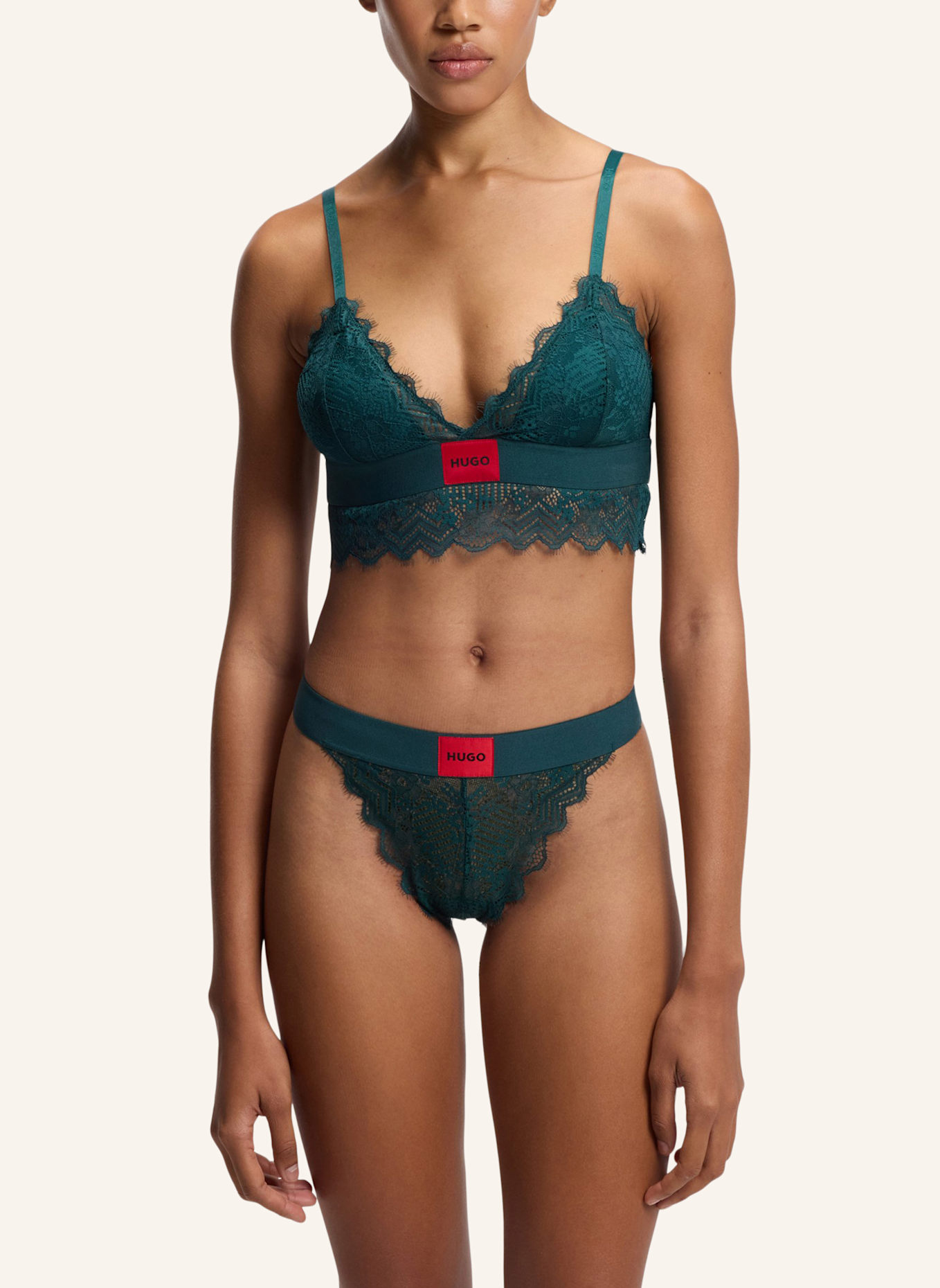 HUGO Slip STRING RL LACE: DUNKELGRÜN