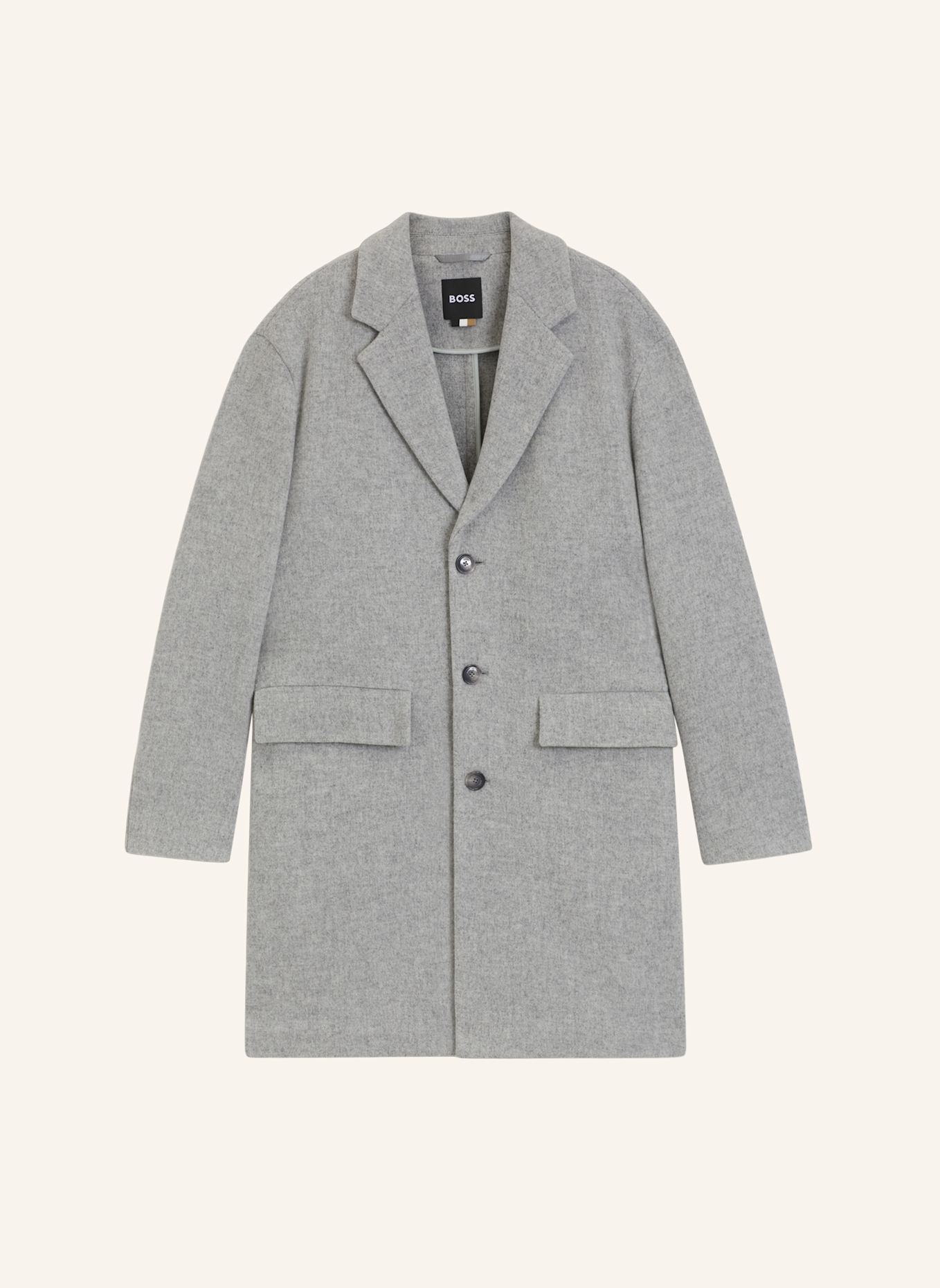 BOSS Klassischer Mantel C-CALE-FLAPS-254 Relaxed Fit: GRAU