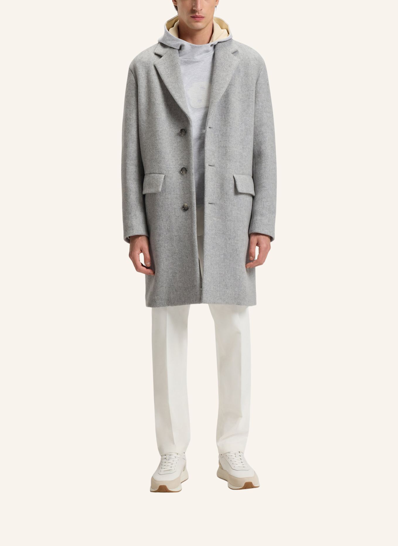 BOSS Klassischer Mantel C-CALE-FLAPS-254 Relaxed Fit: GRAU