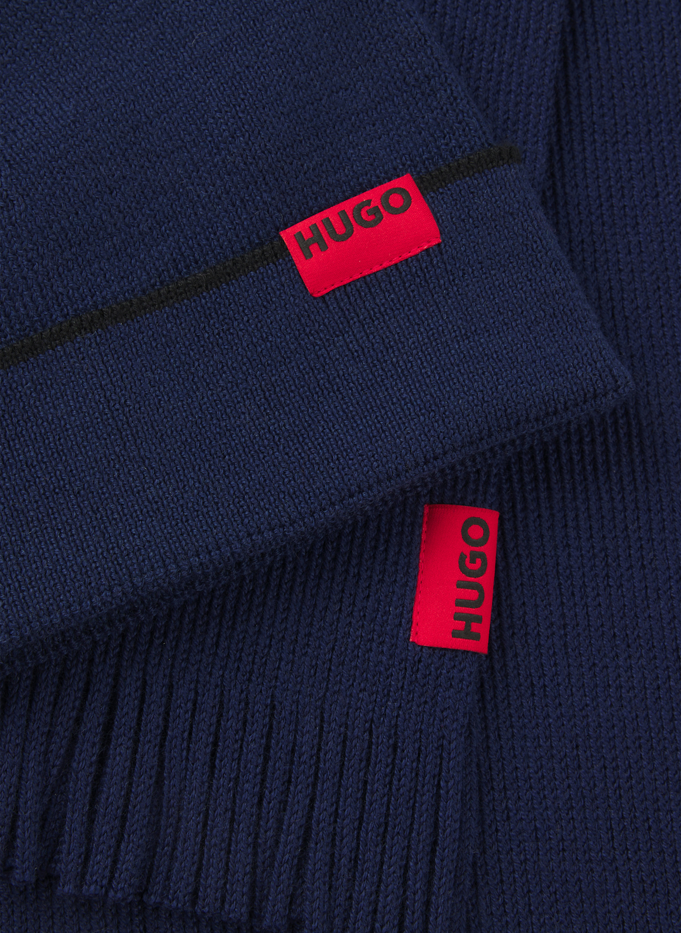 HUGO Strickschal ZASCHEL SET: DUNKELBLAU
