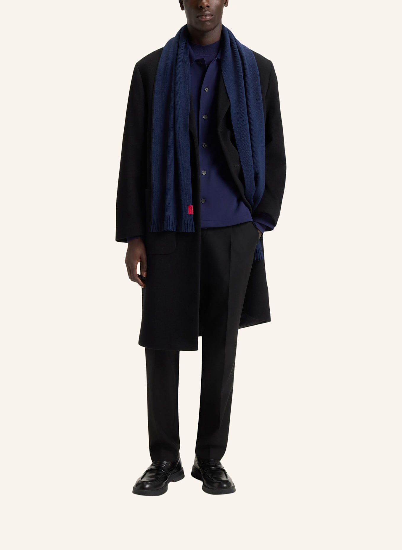 HUGO Strickschal ZASCHEL SET: DUNKELBLAU