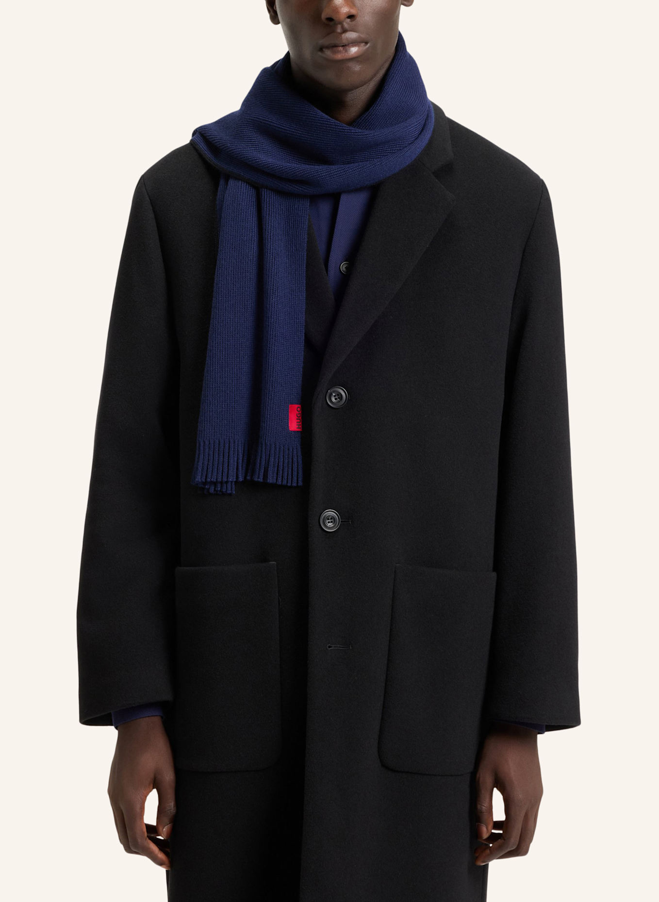 HUGO Strickschal ZASCHEL SET: DUNKELBLAU