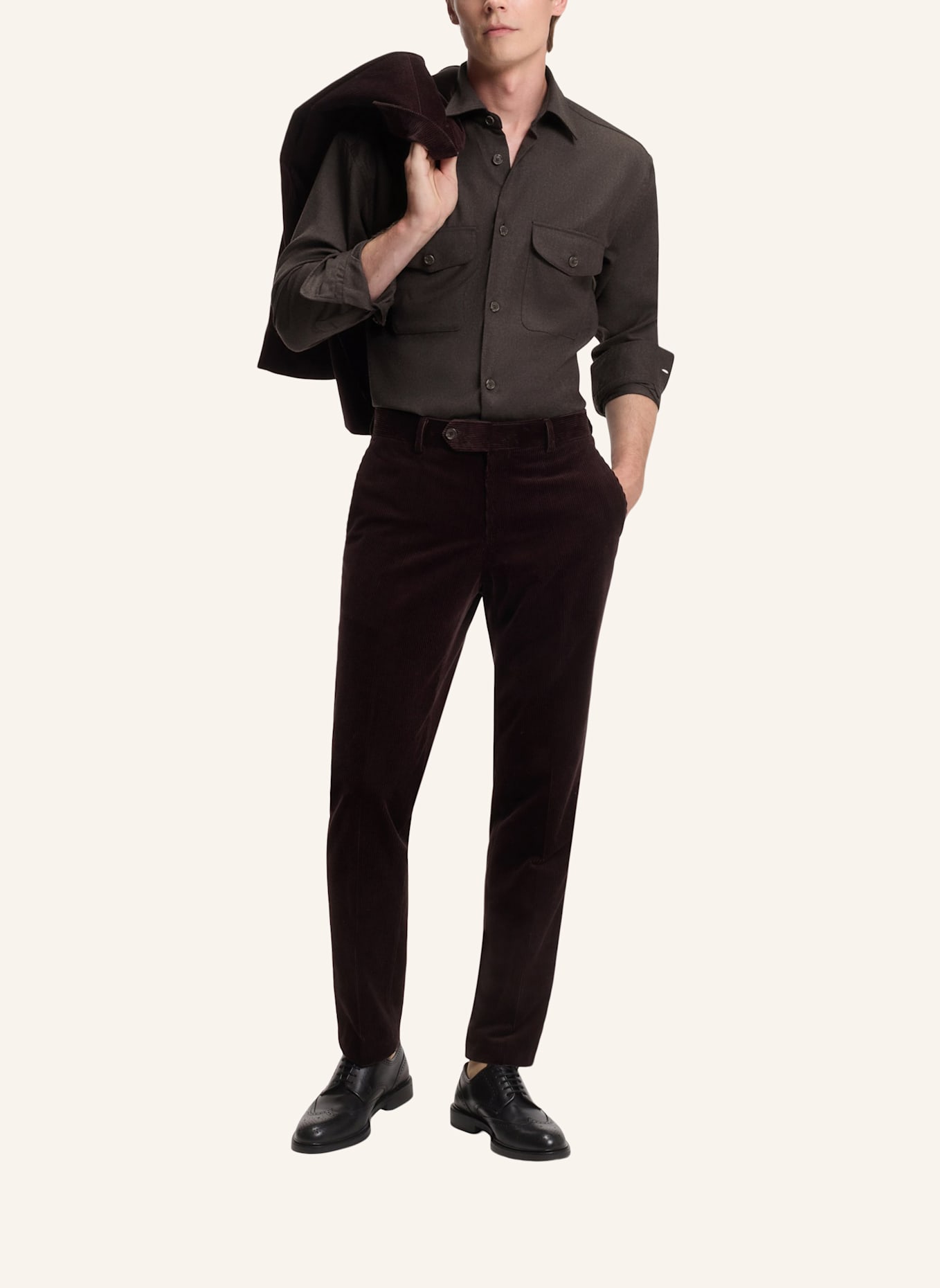 BOSS Business Hemd H-CRUZ-KENT-2P_DB Relaxed Fit: BRAUN