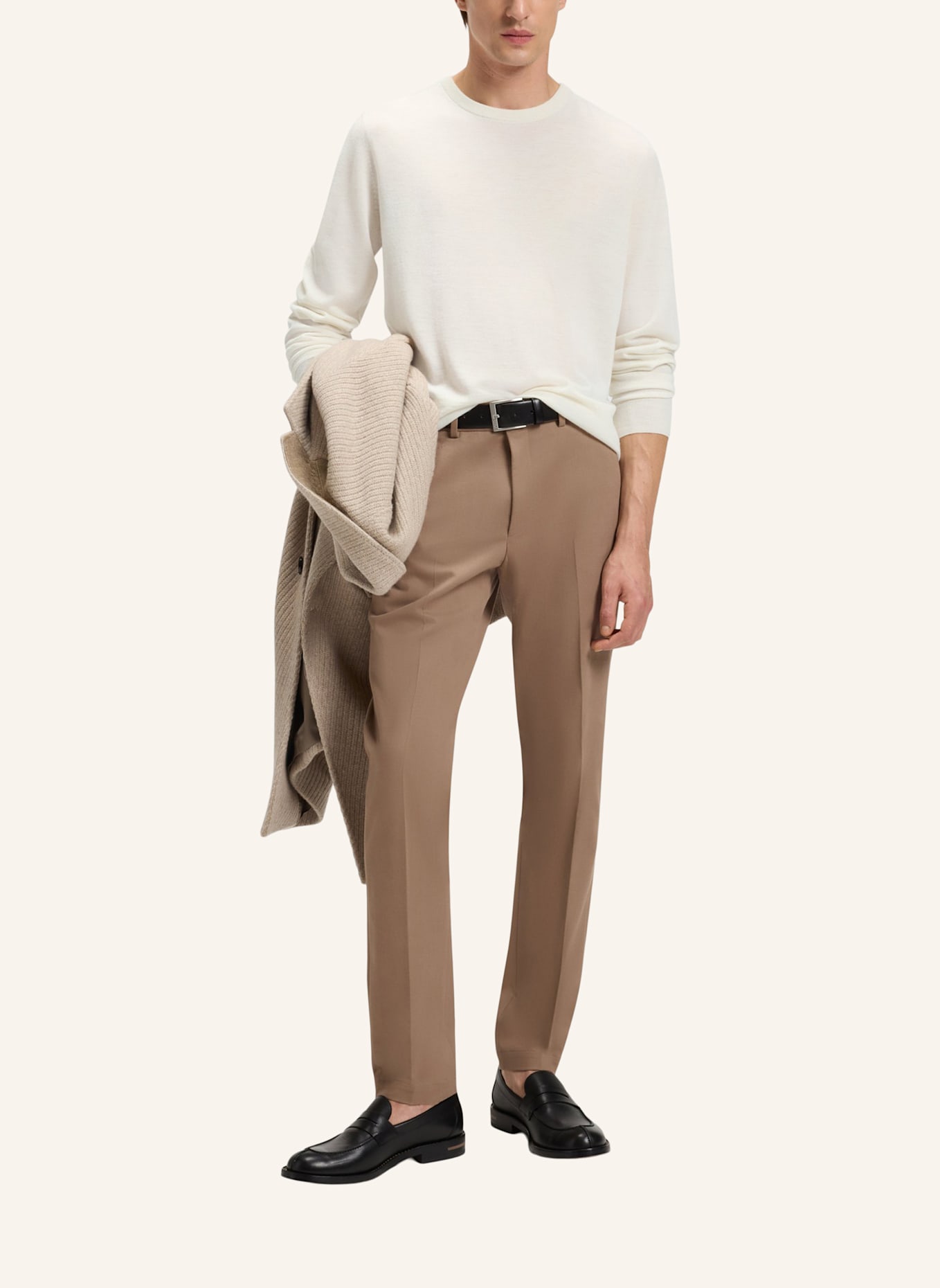 BOSS Pullover L-BORELLO Regular Fit: WEISS