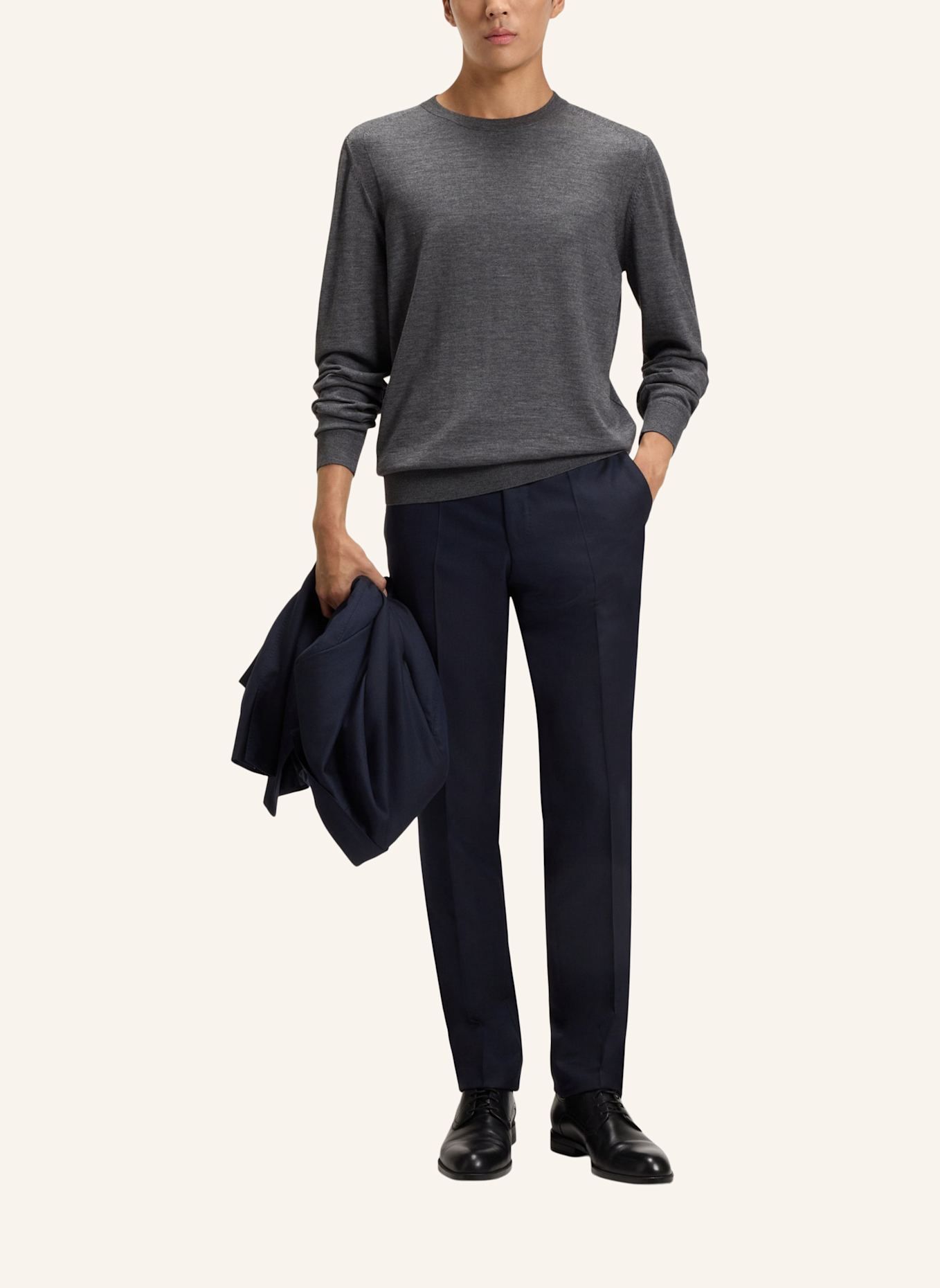 BOSS Pullover L-OVERO Regular Fit: GRAU