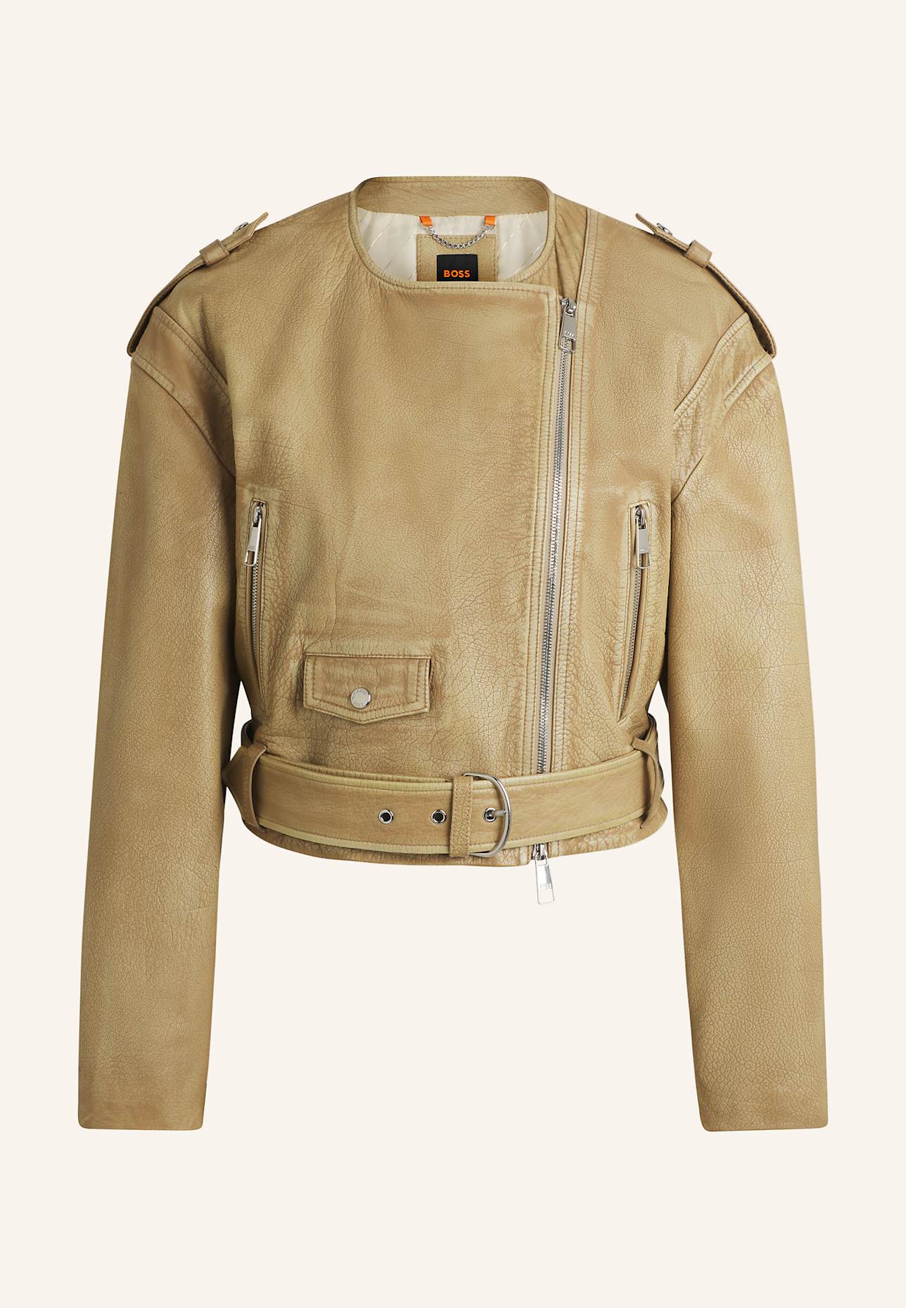 BOSS Lederjacke C_SADORA Regular Fit: BRAUN