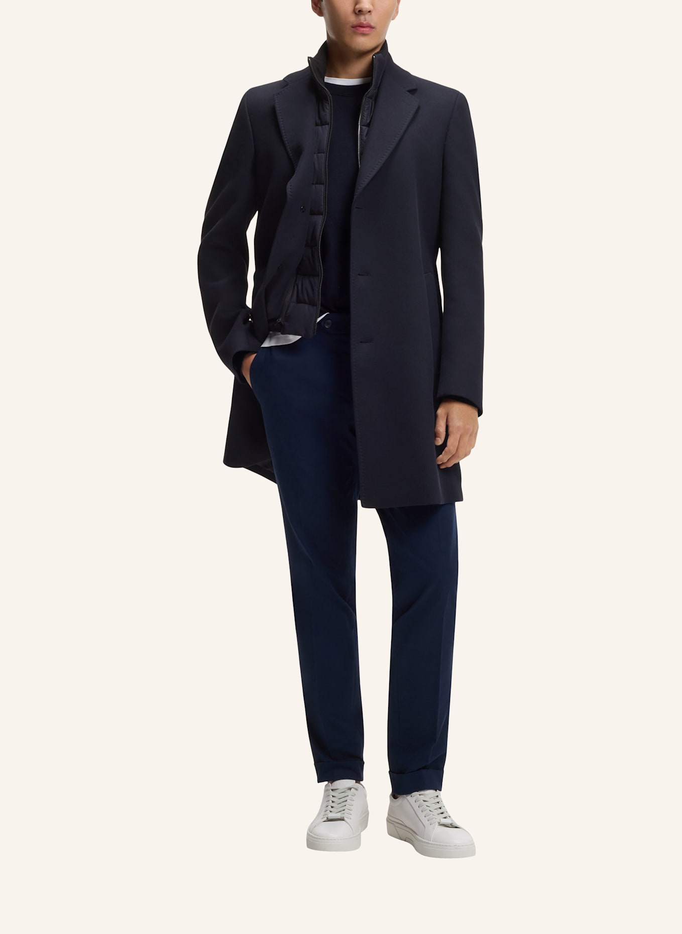 BOSS Klassischer Mantel H-HYDE-BIB-254 Slim Fit: DUNKELBLAU