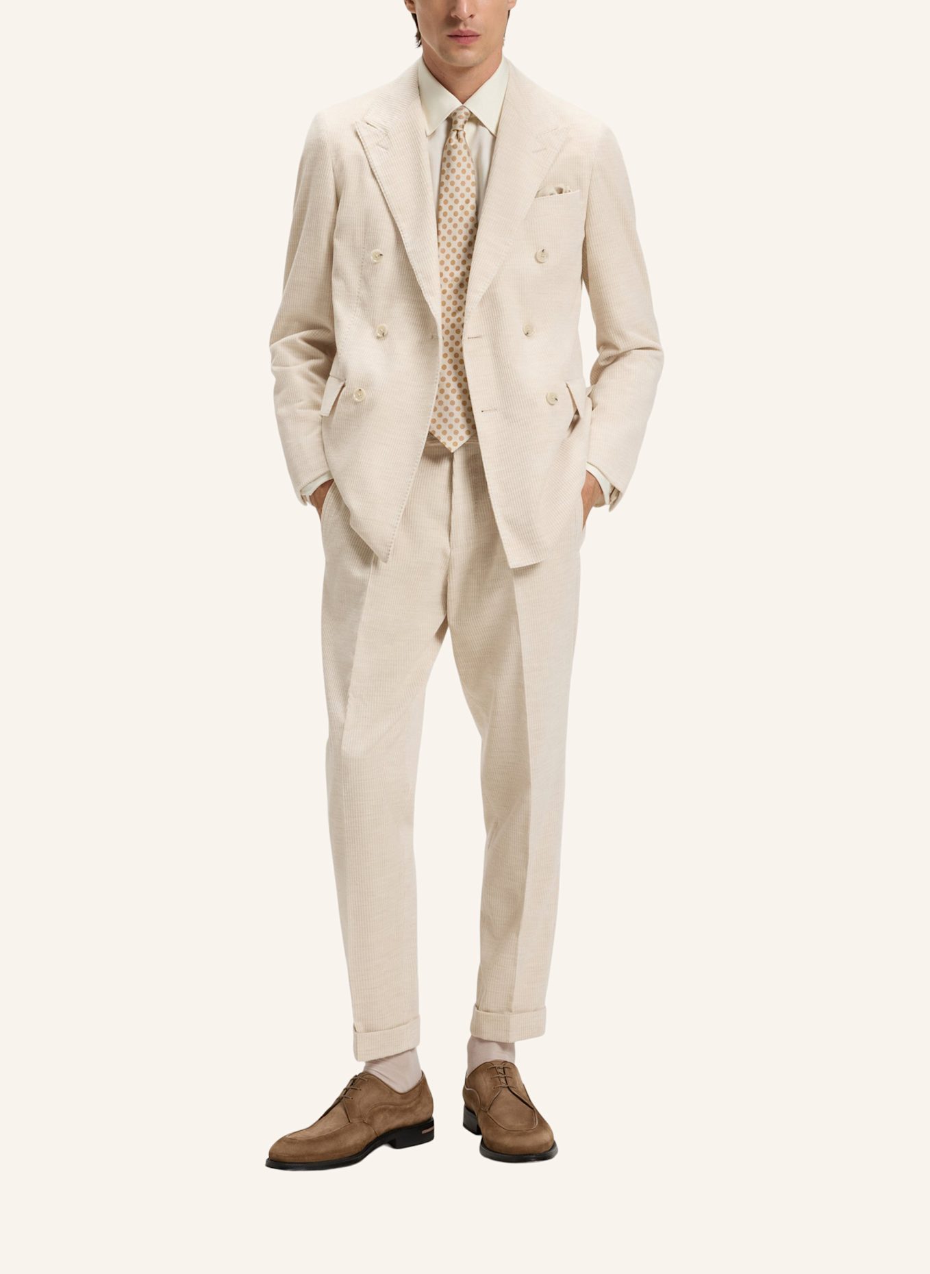 BOSS Business Hose L-PEET-PLEAT-241 Relaxed Fit: BEIGE