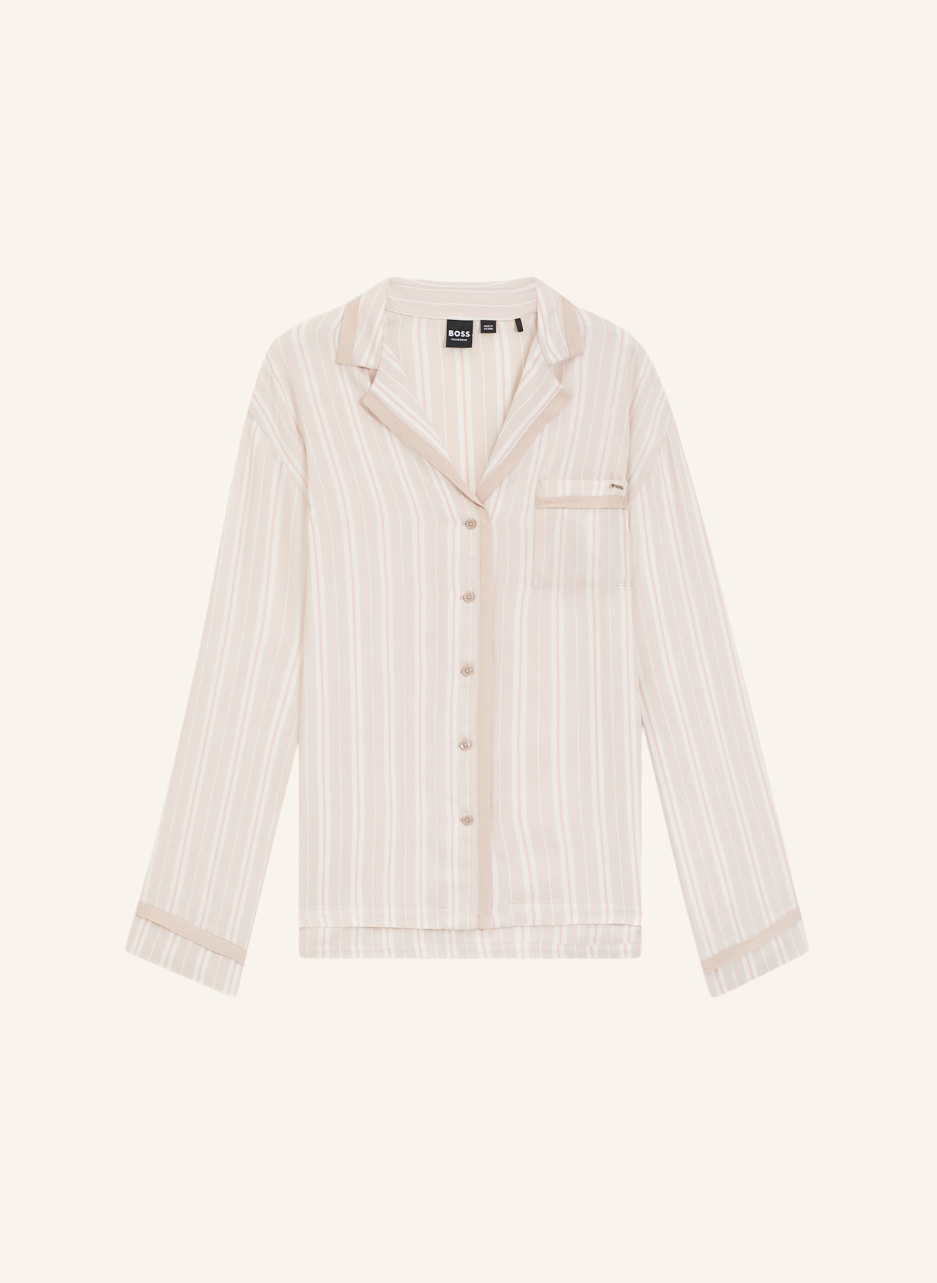 BOSS Pyjama-Oberteil TWILL_SHIRT: BEIGE