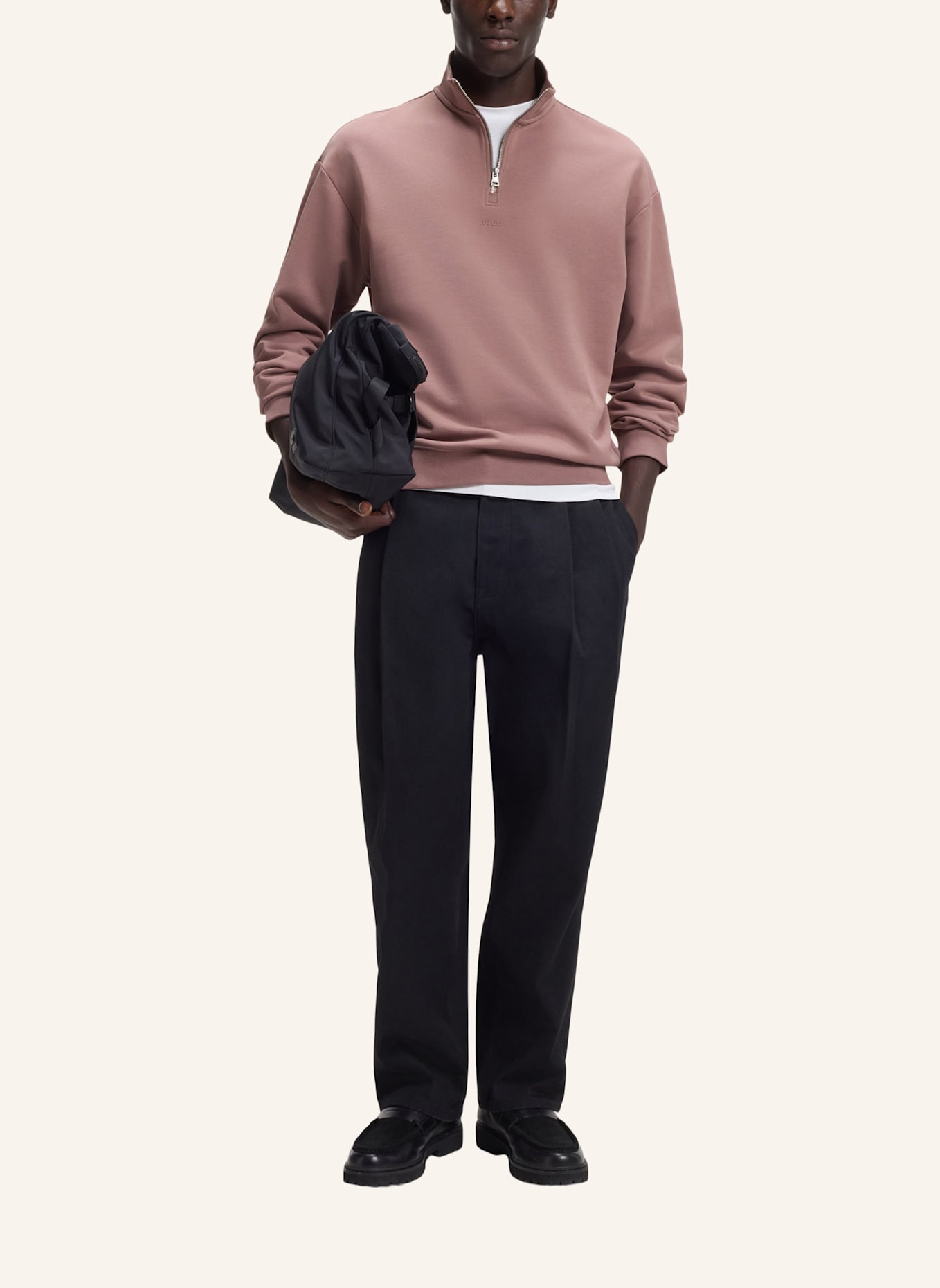 HUGO Sweatshirt DURTY244 Relaxed Fit: HELLBRAUN