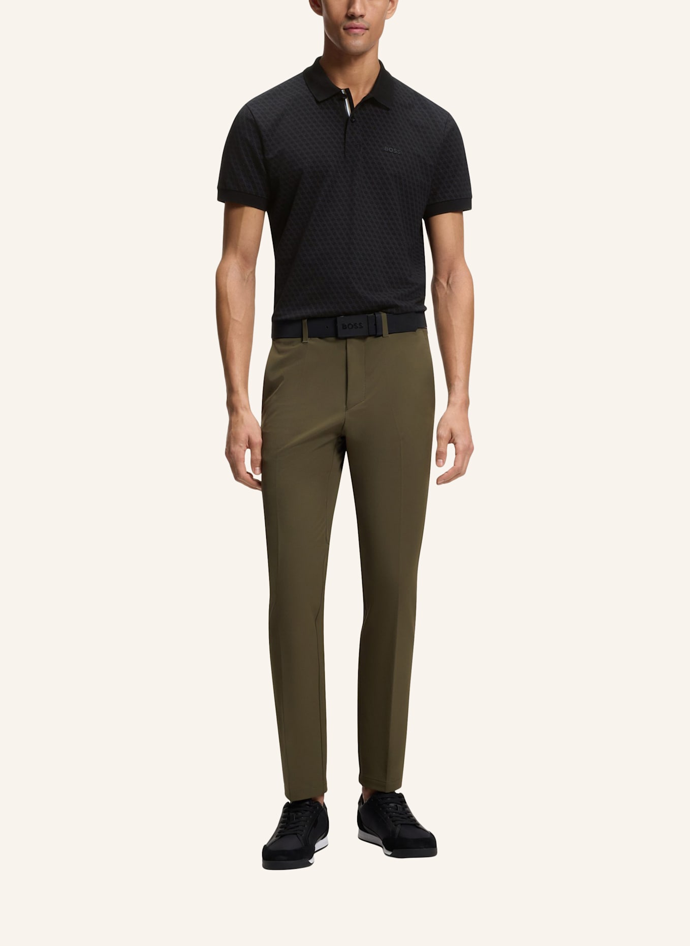 BOSS Poloshirt PL_GOC CHIP PATTERN Regular Fit: SCHWARZ