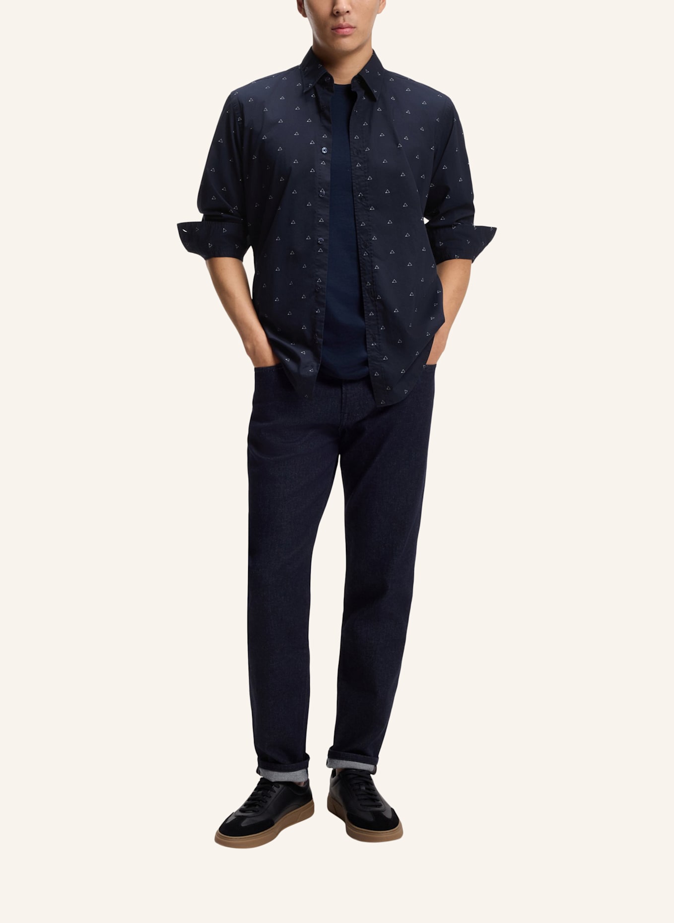 BOSS Casual Hemd RELEGANT_6_M Regular Fit: DUNKELBLAU