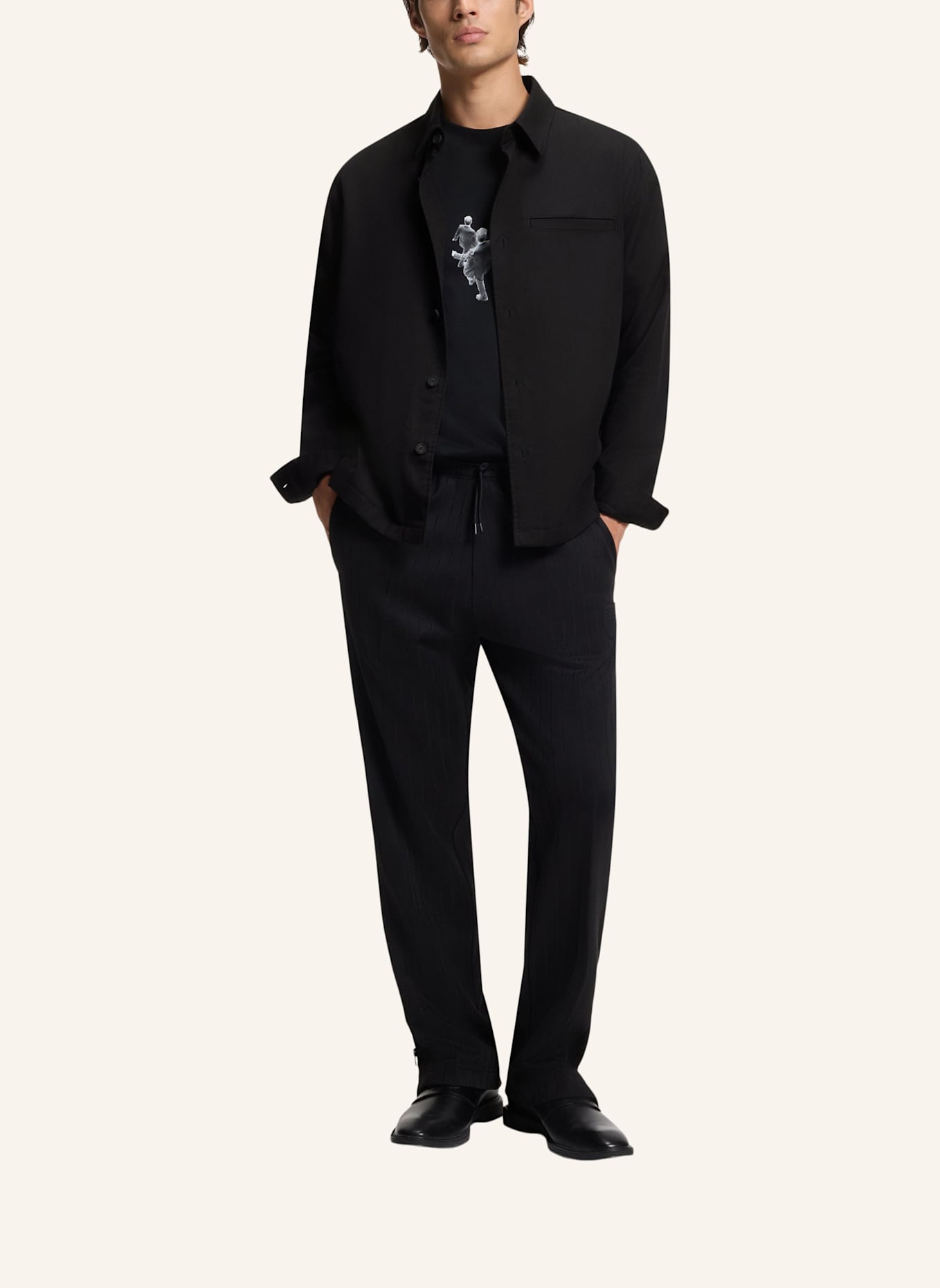 HUGO Business Hemd ENOCK Oversize Fit: SCHWARZ