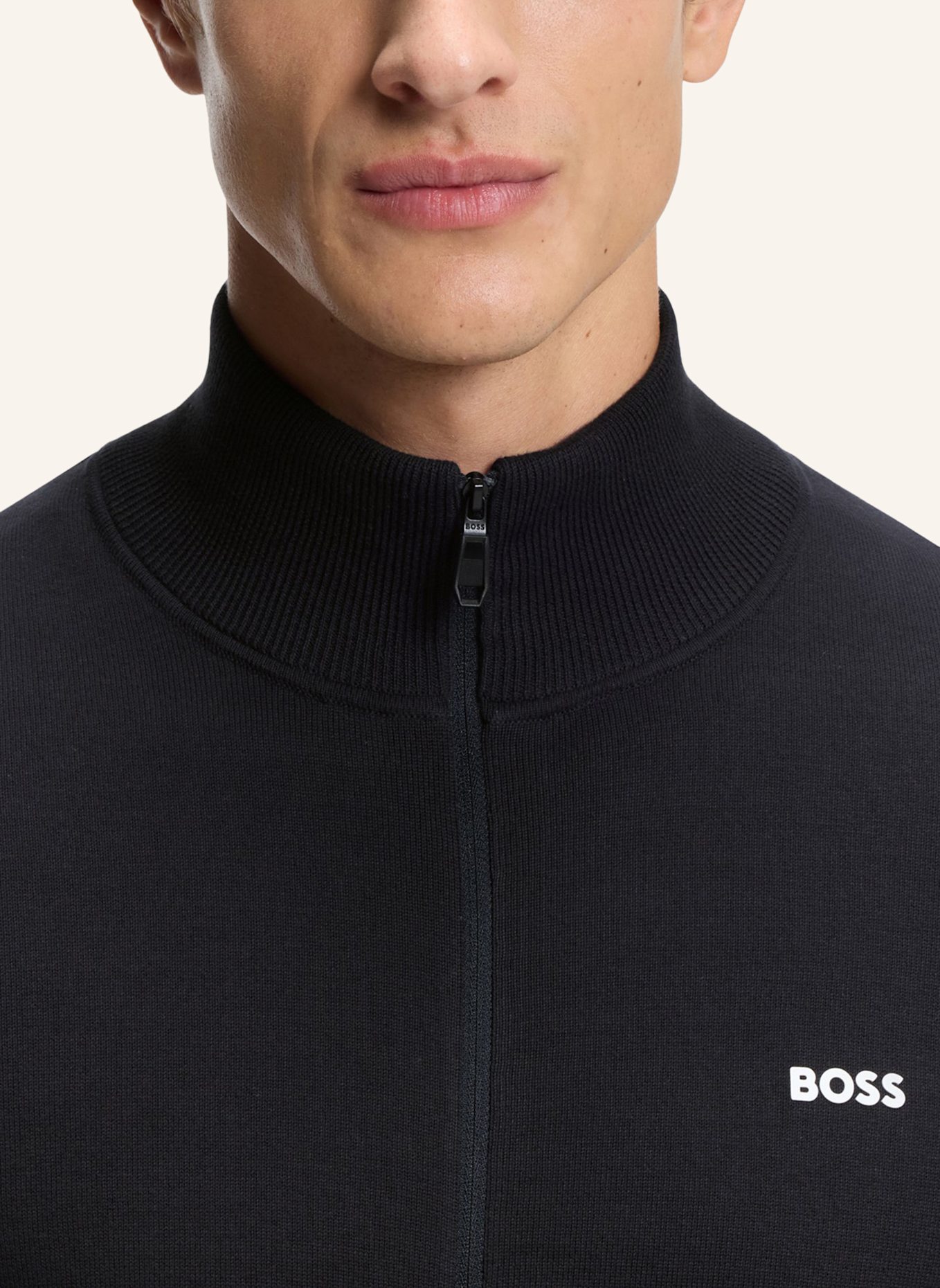 BOSS Strickjacke KN_EVER-X FZ Regular Fit: DUNKELBLAU