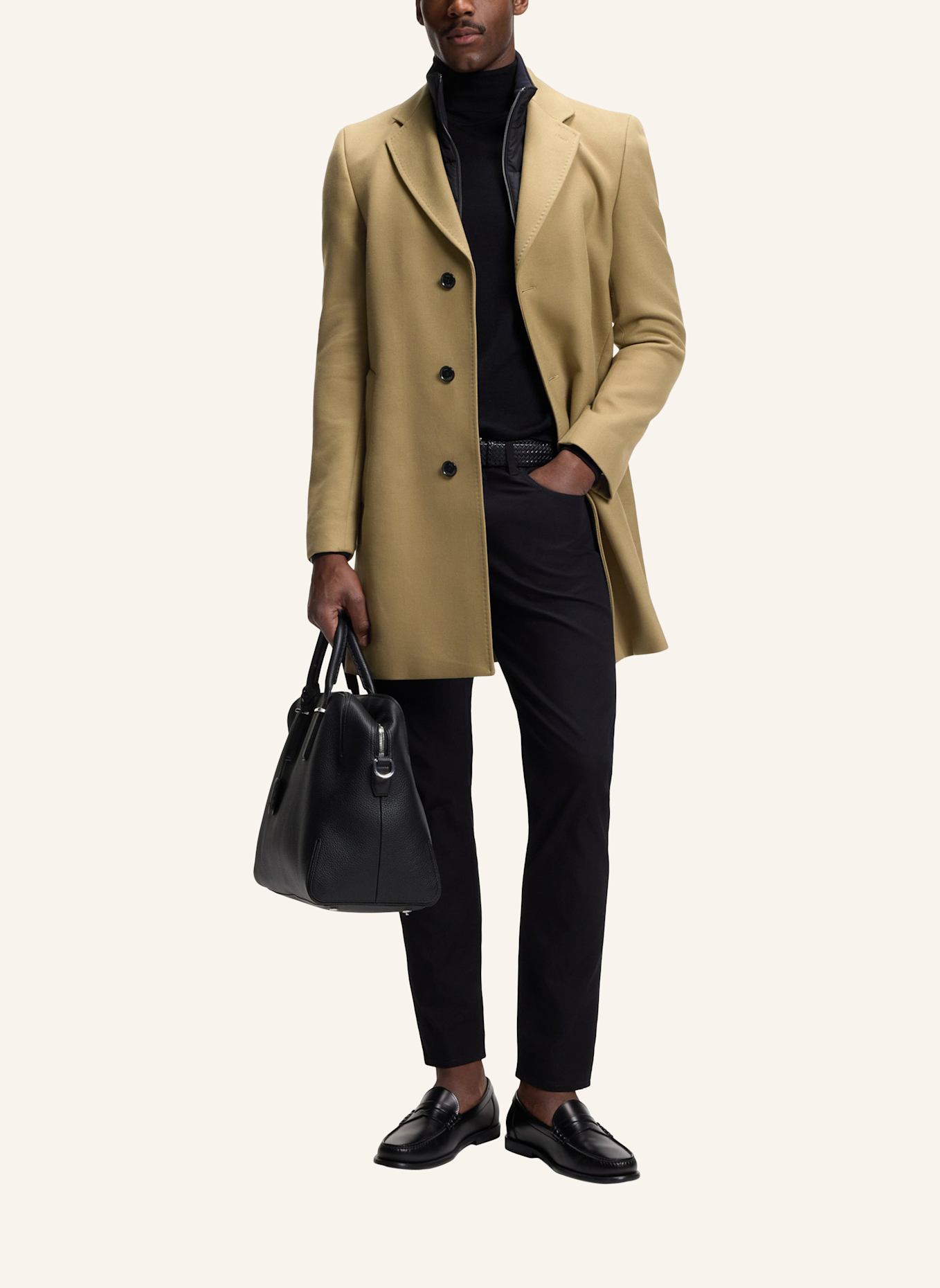 BOSS Klassischer Mantel H-HYDE-BIB-254 Slim Fit: KHAKI