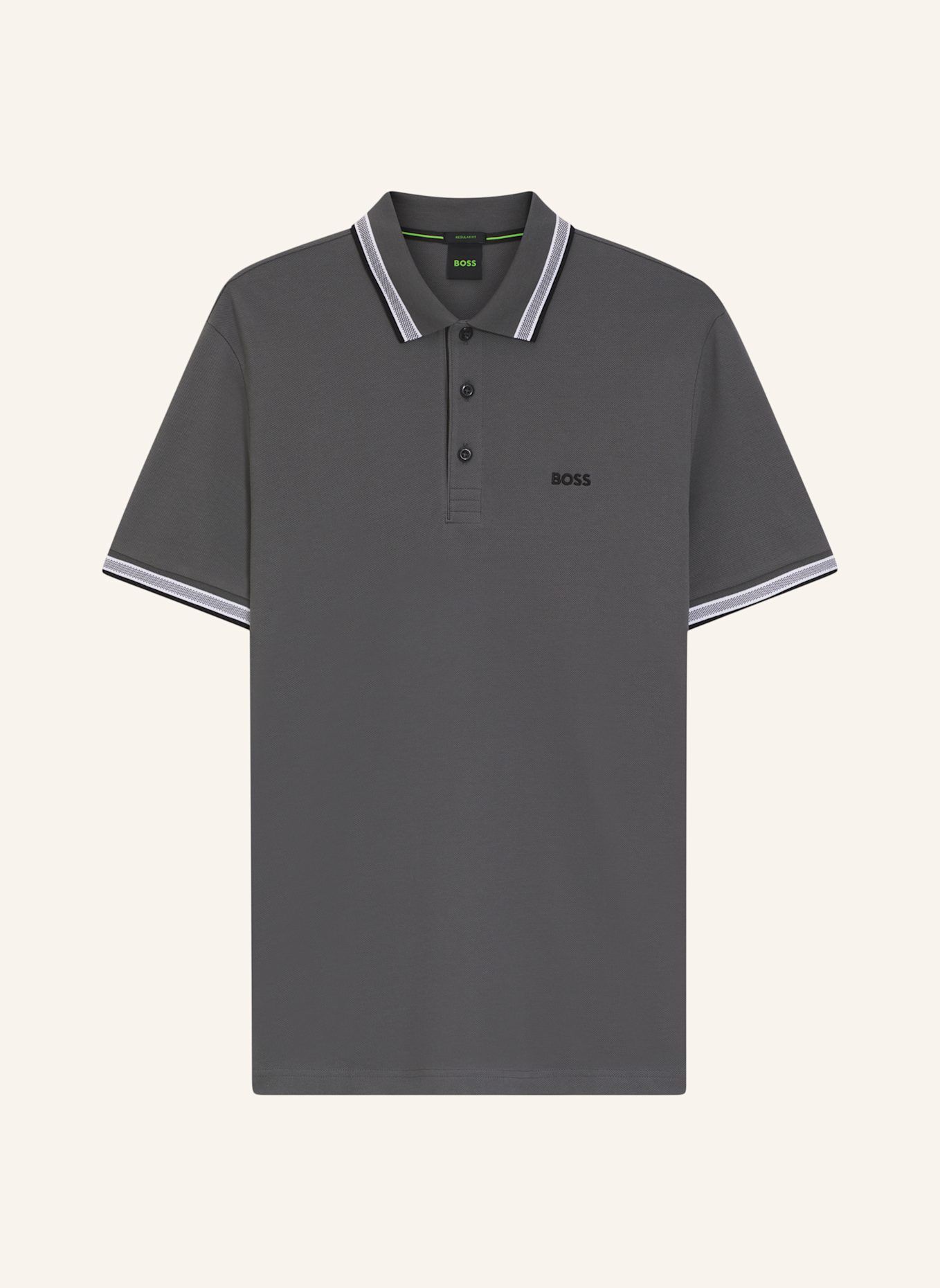 BOSS Piqué-Poloshirt PADDY CURVED Regular Fit: GRAU