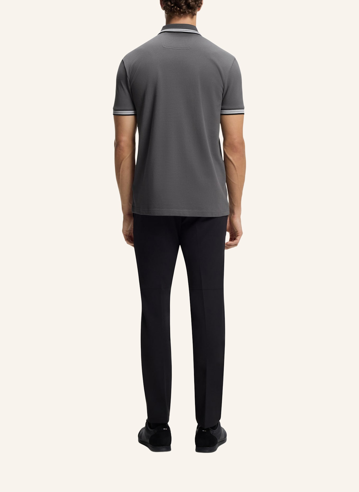 BOSS Piqué-Poloshirt PADDY CURVED Regular Fit: GRAU