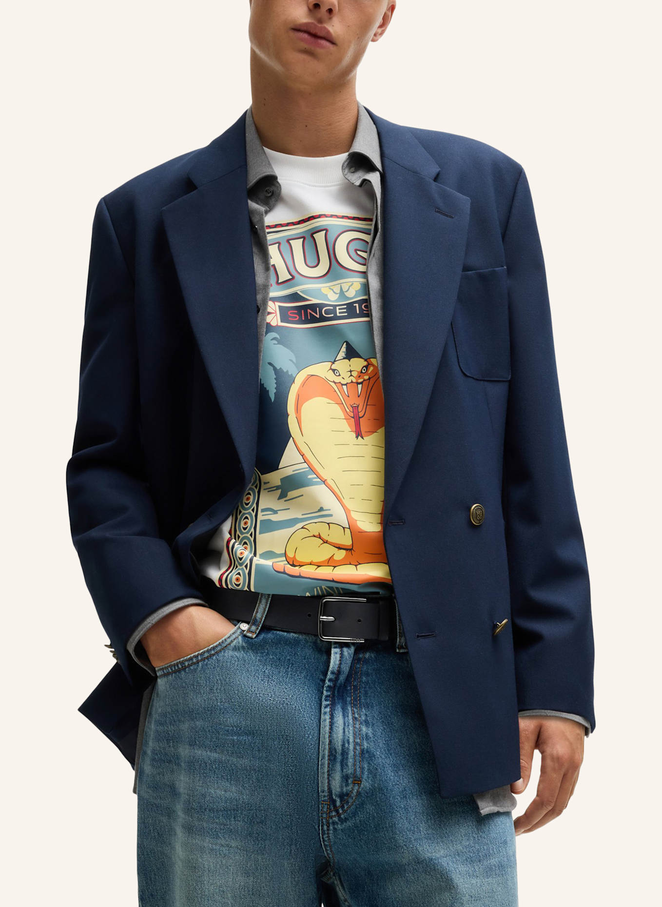 HUGO Business Gürtel GERIK_SZ35: DUNKELBLAU