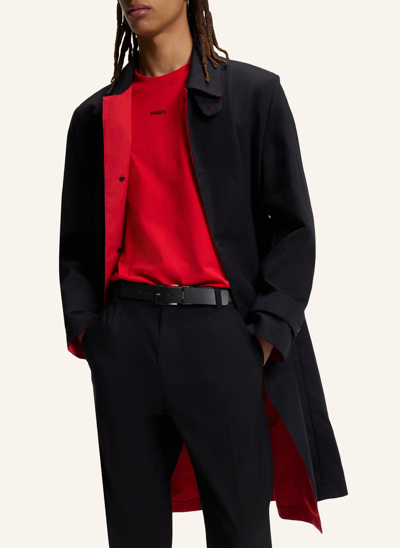 HUGO Casual Gürtel GODEON-SOFT_GB35_PP: SCHWARZ