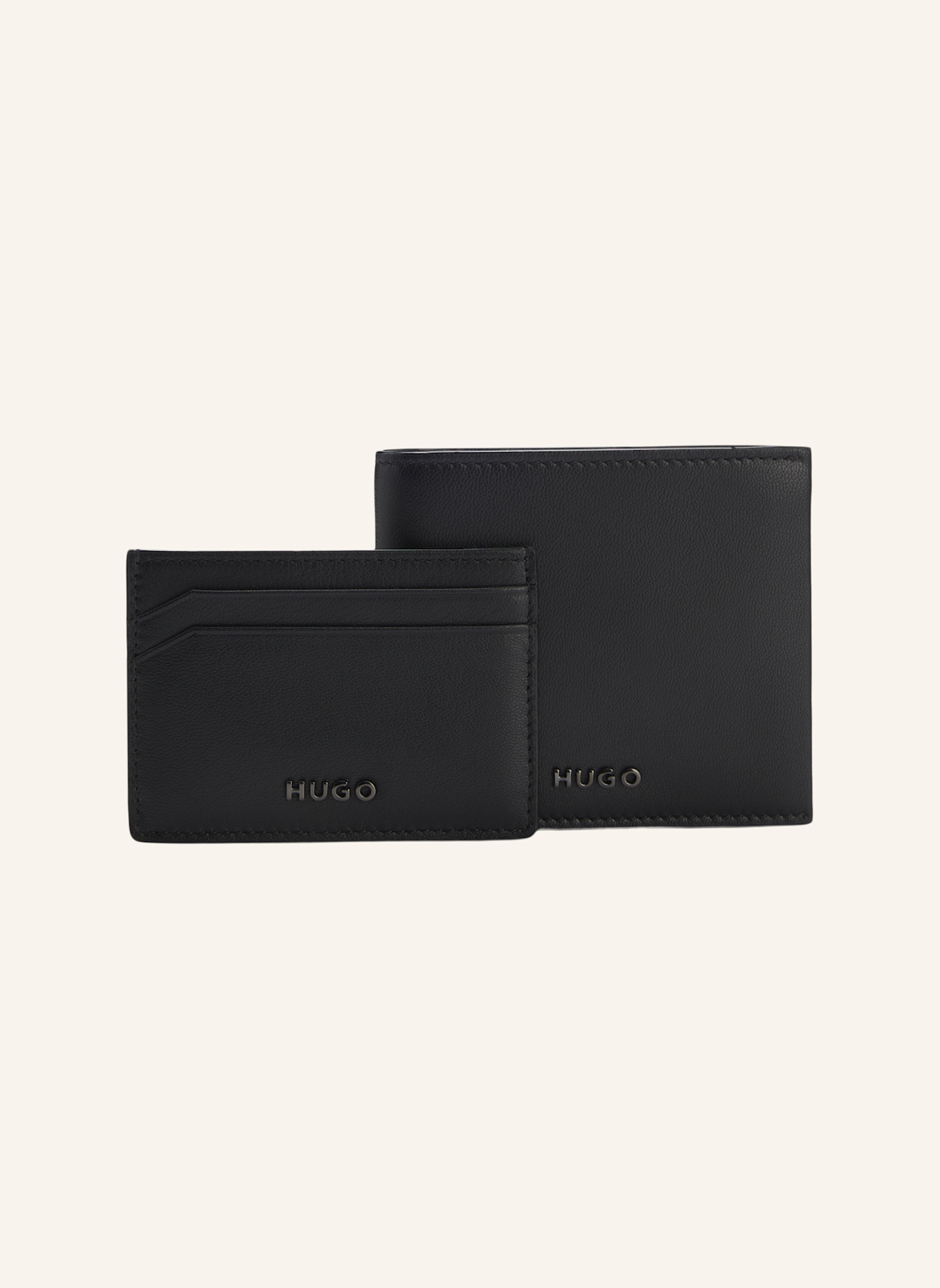 HUGO Kleine Leder-Geschenkset GBHM_4CC&CARDCASE: SCHWARZ