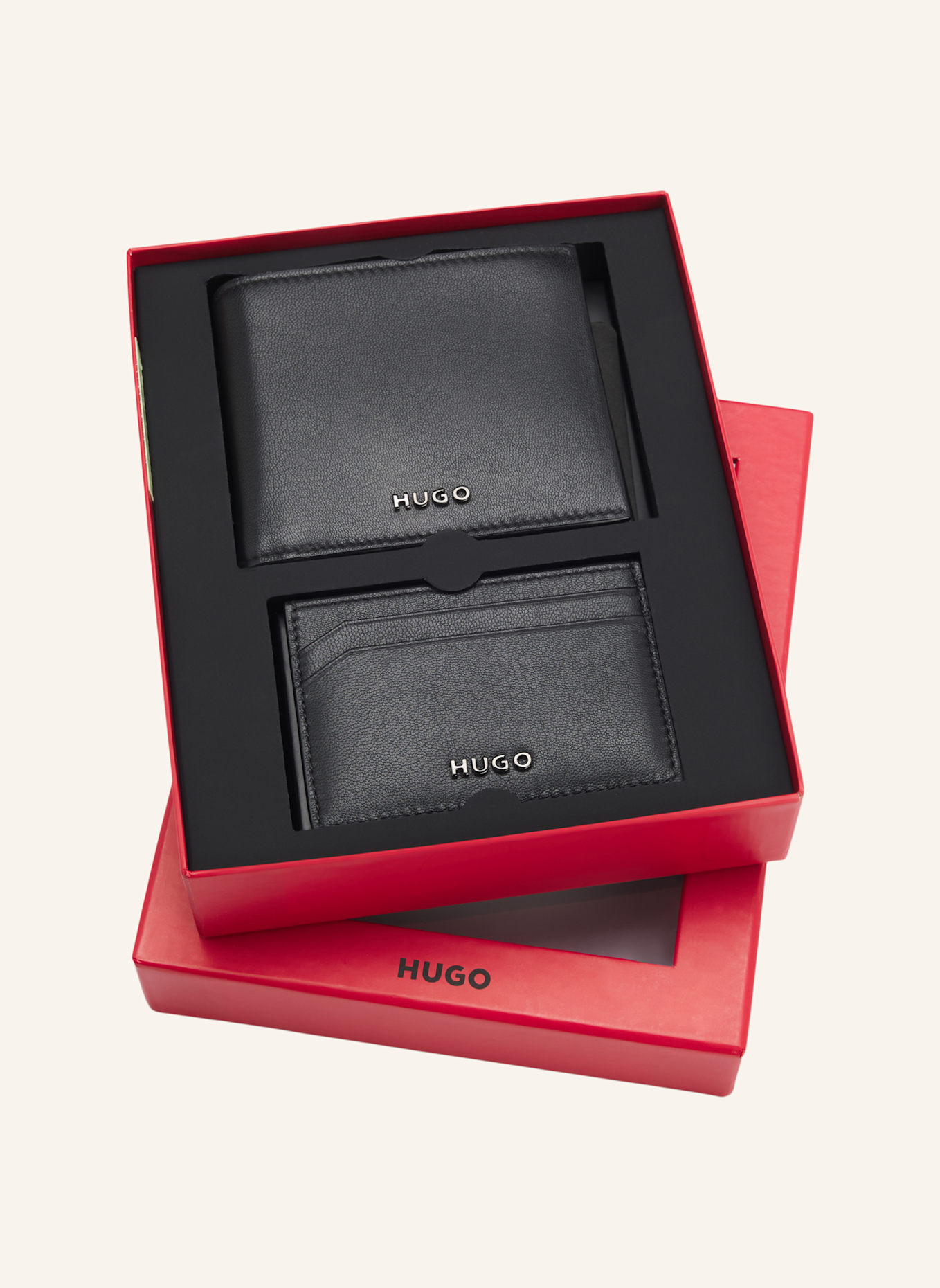 HUGO Kleine Leder-Geschenkset GBHM_4CC&CARDCASE: SCHWARZ