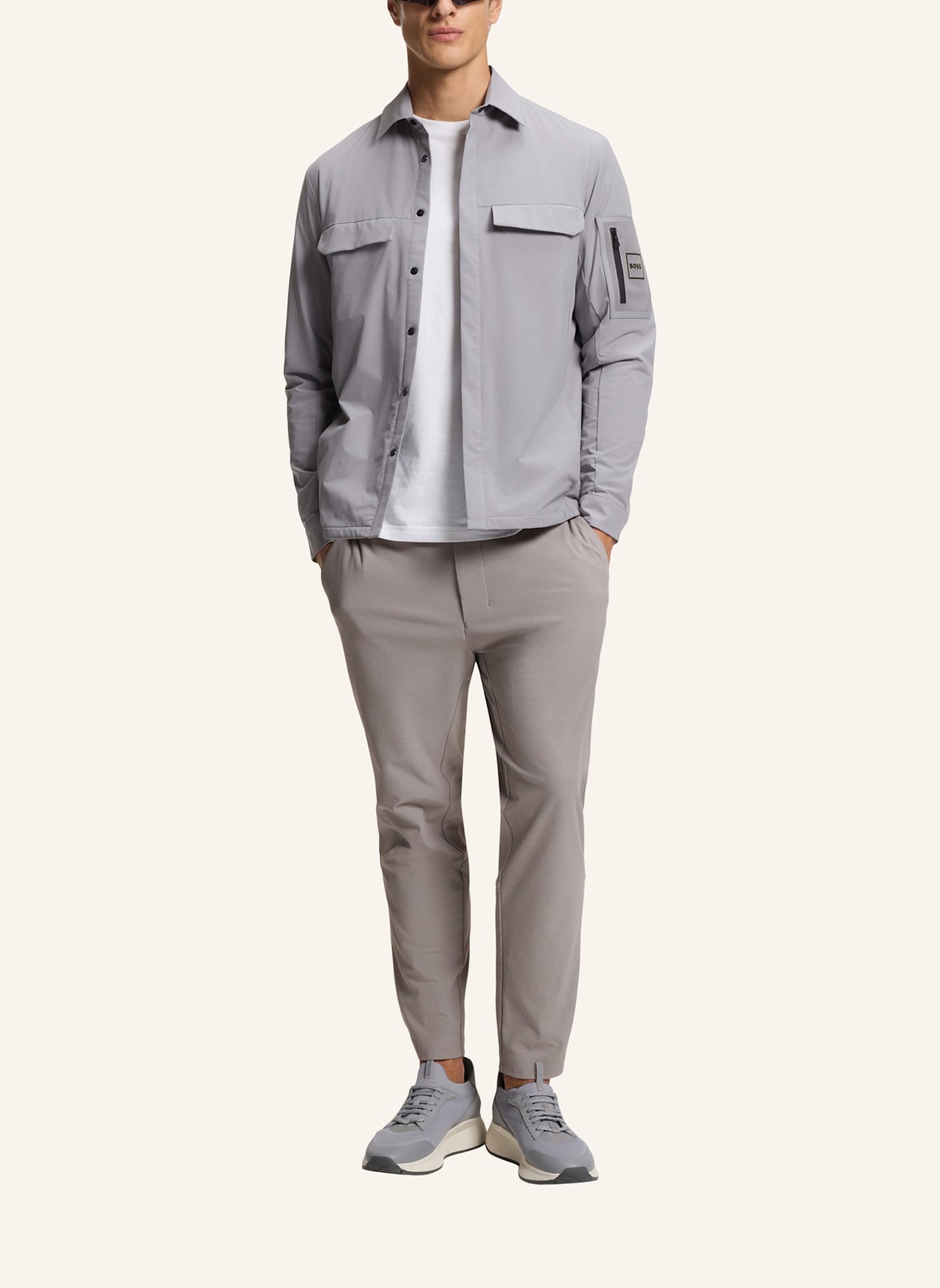 BOSS Casual Hose TR_BASIN WAFFLE Tapered Fit: GRAU