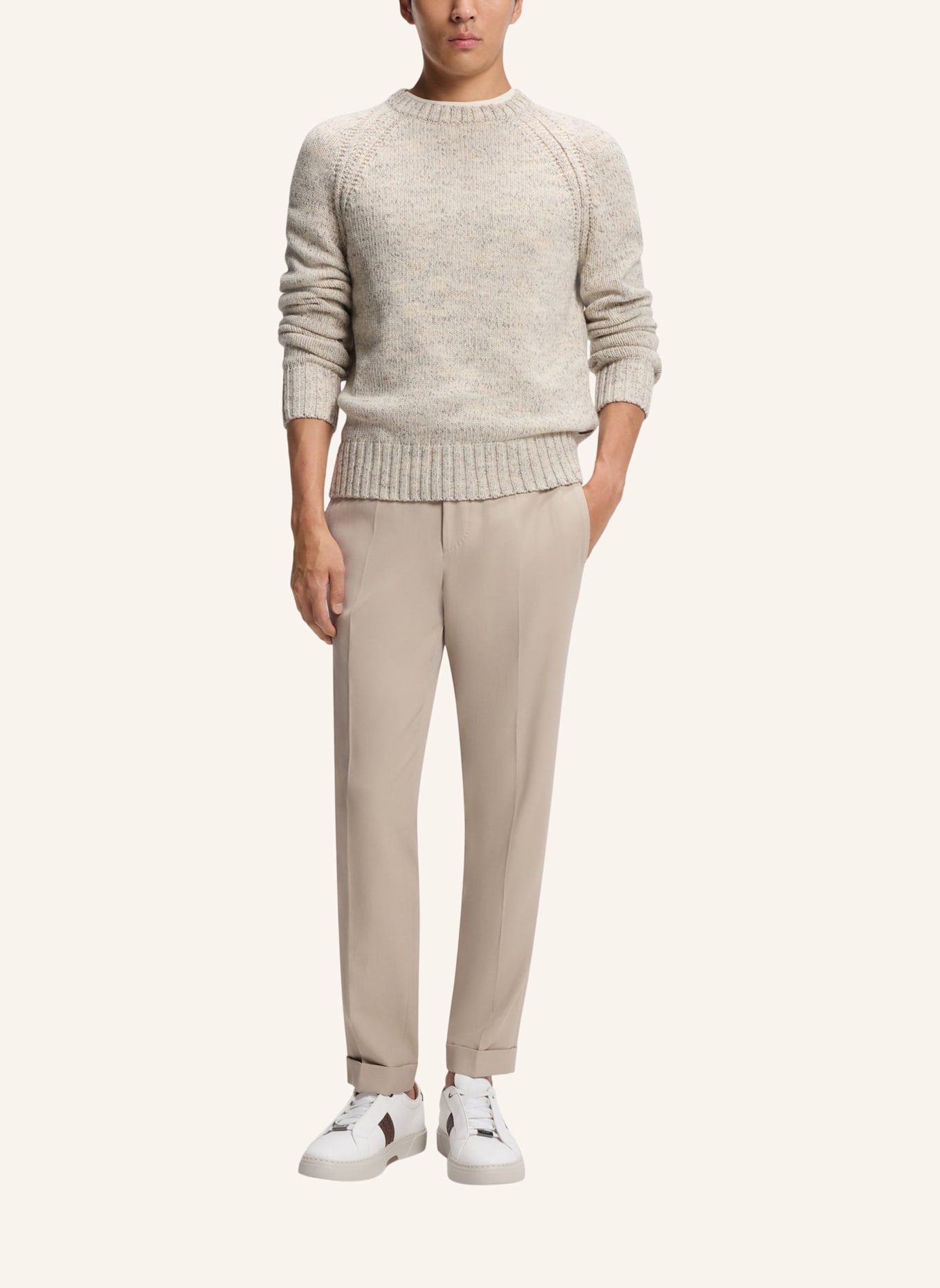 BOSS Pullover L-UMONTE Regular Fit: WEISS