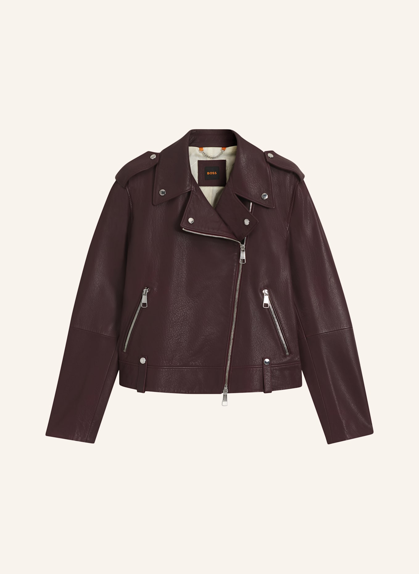 BOSS Lederjacke C_SANDY Regular Fit: DUNKELBRAUN